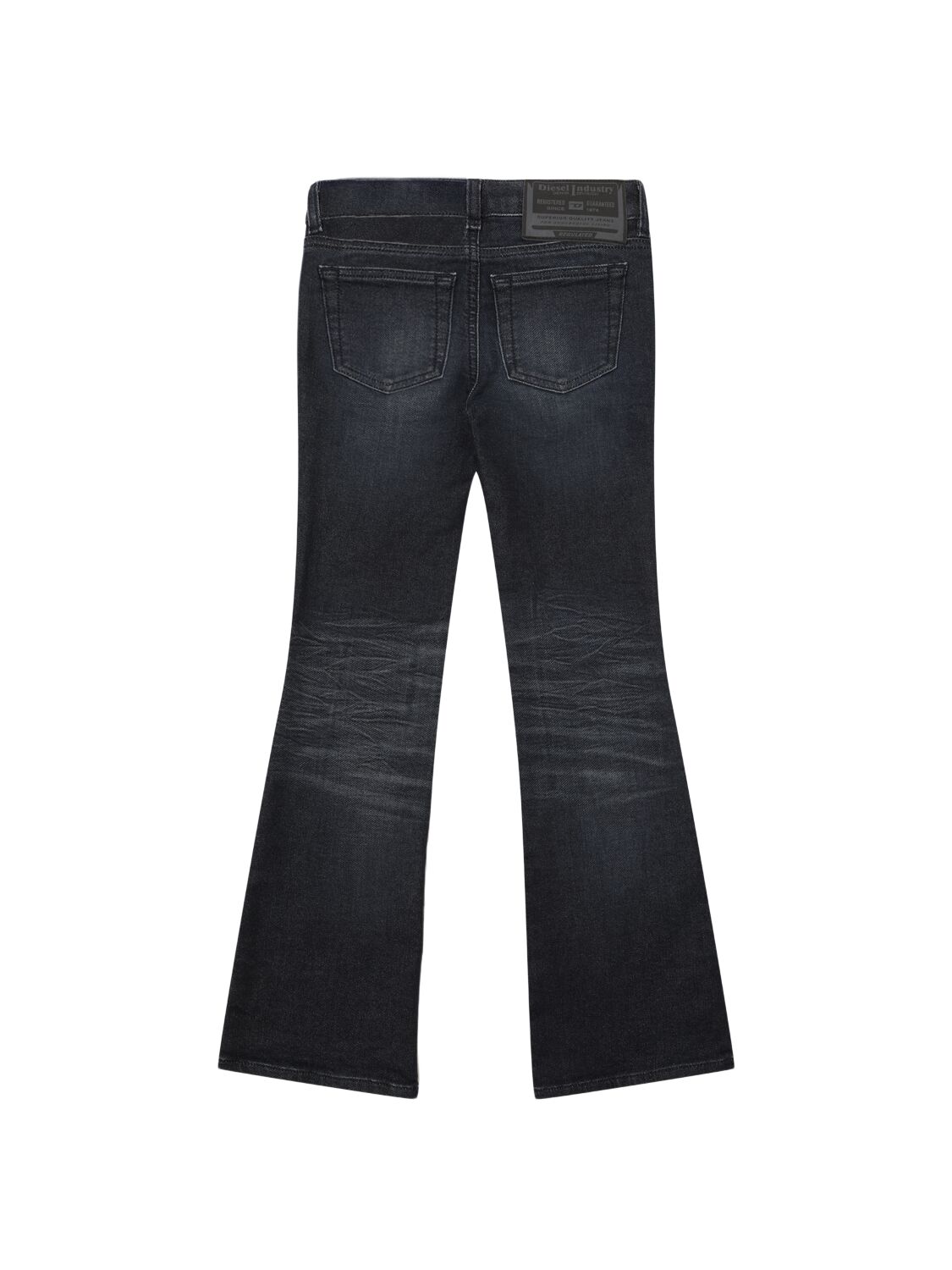 Diesel Stonewashed Stretch Cotton Flare Jeans In Dark Blue