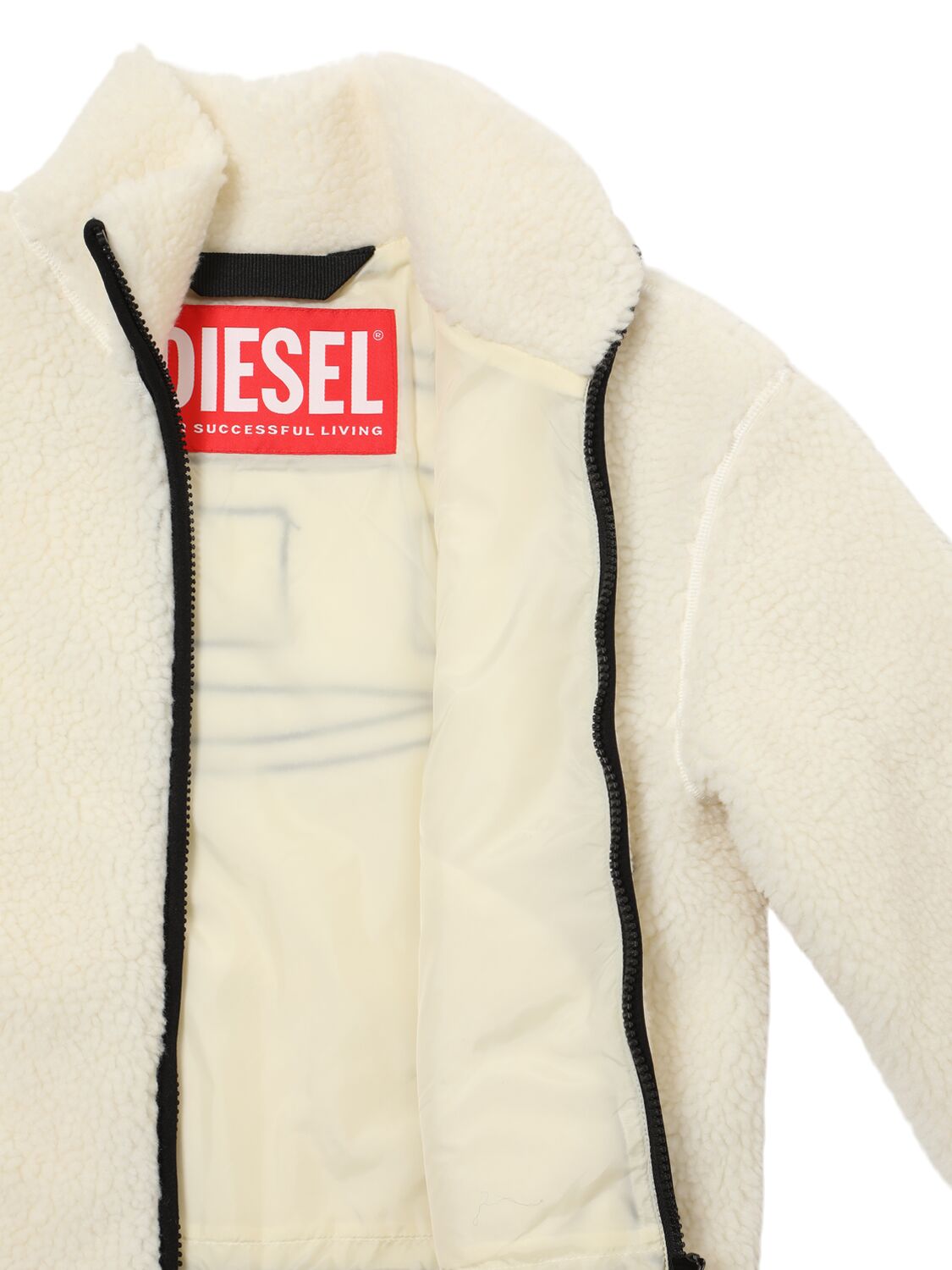 Diesel Poly Teddy Zip-up Jacket In White