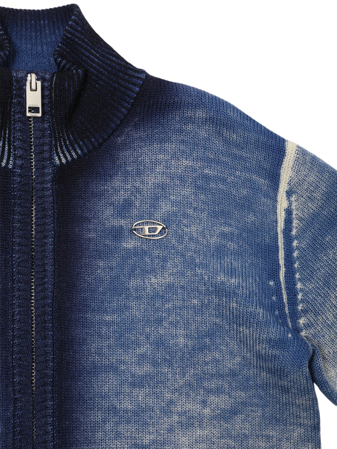 Shop Diesel Wool Full-zip Knit Cardigan In Blue