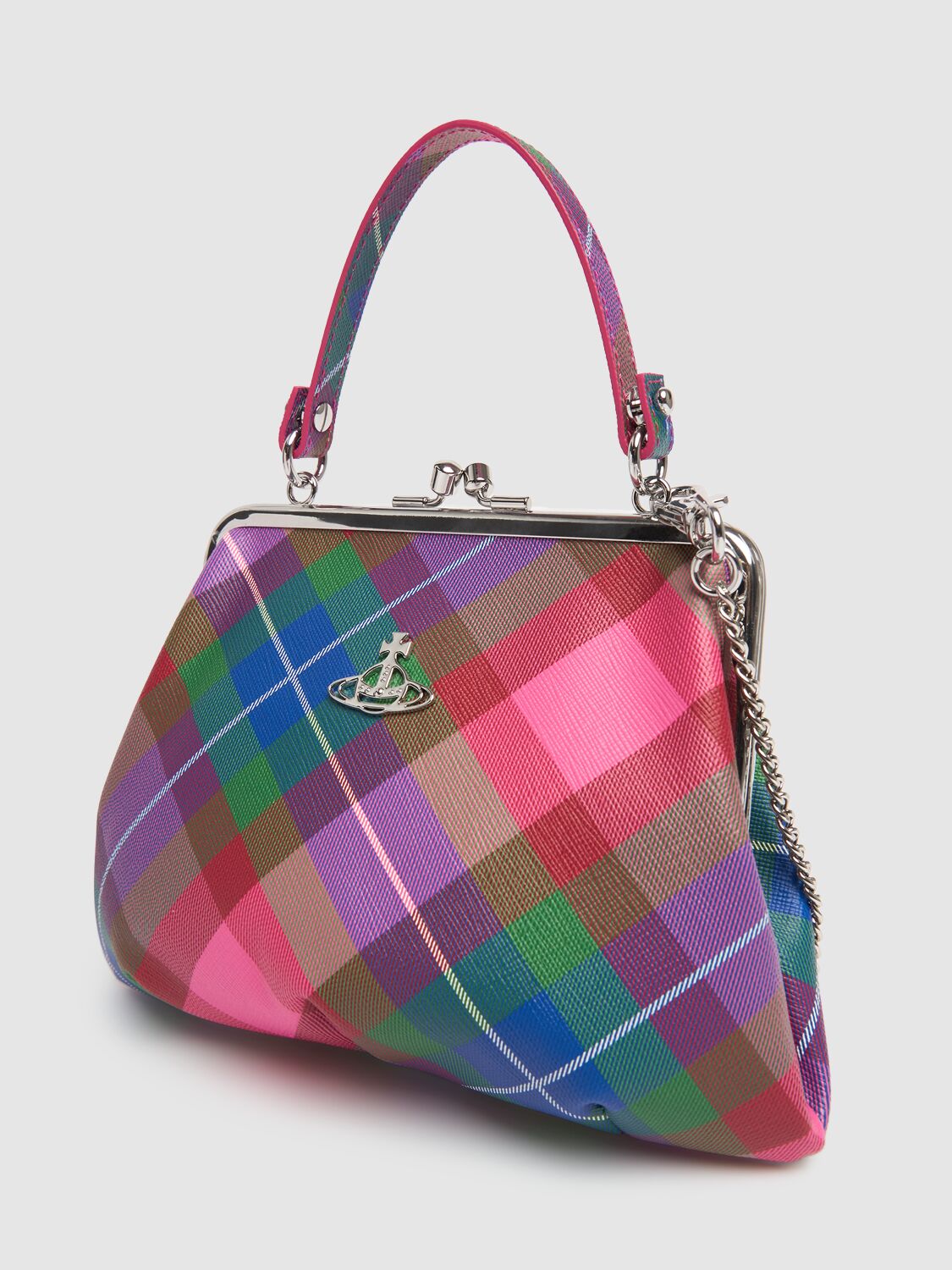 Shop Vivienne Westwood Granny Frame Faux Leather Bag In Candy Tartan