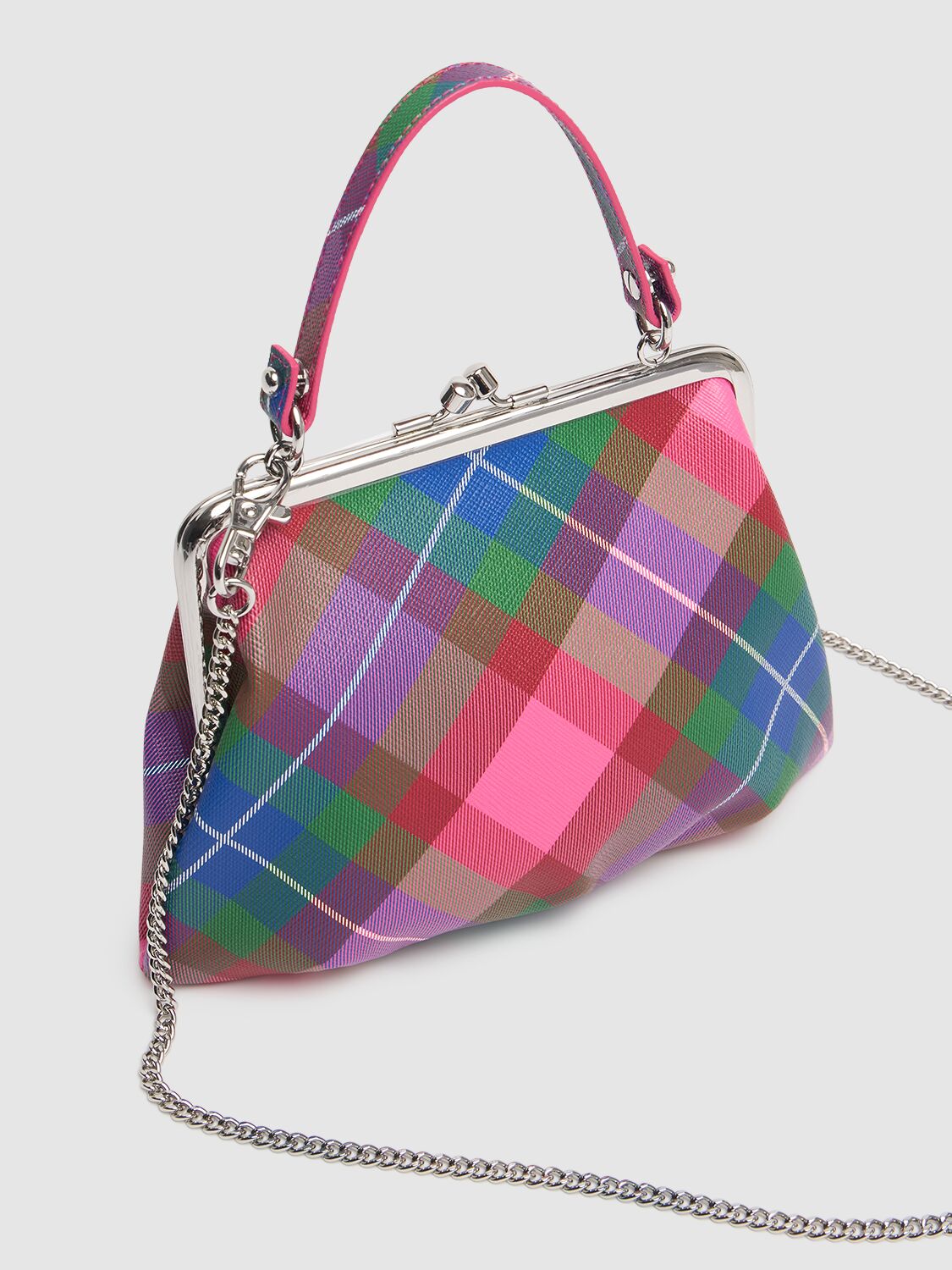 Shop Vivienne Westwood Granny Frame Faux Leather Bag In Candy Tartan