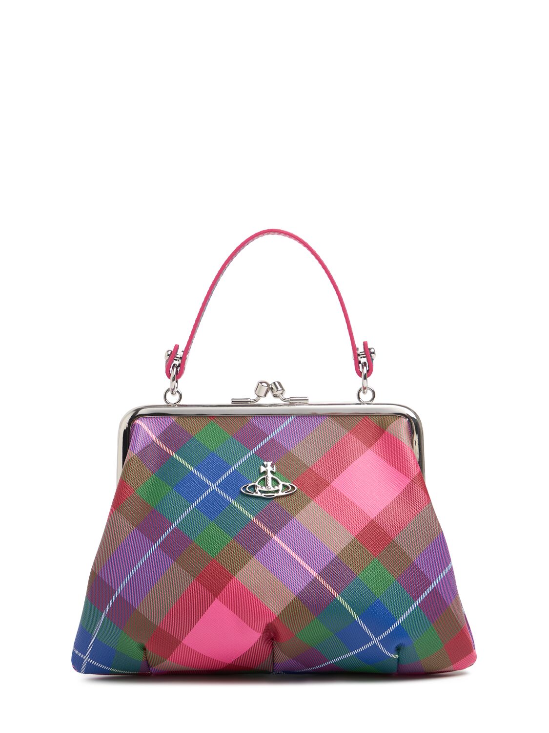 Shop Vivienne Westwood Granny Frame Faux Leather Bag In Candy Tartan