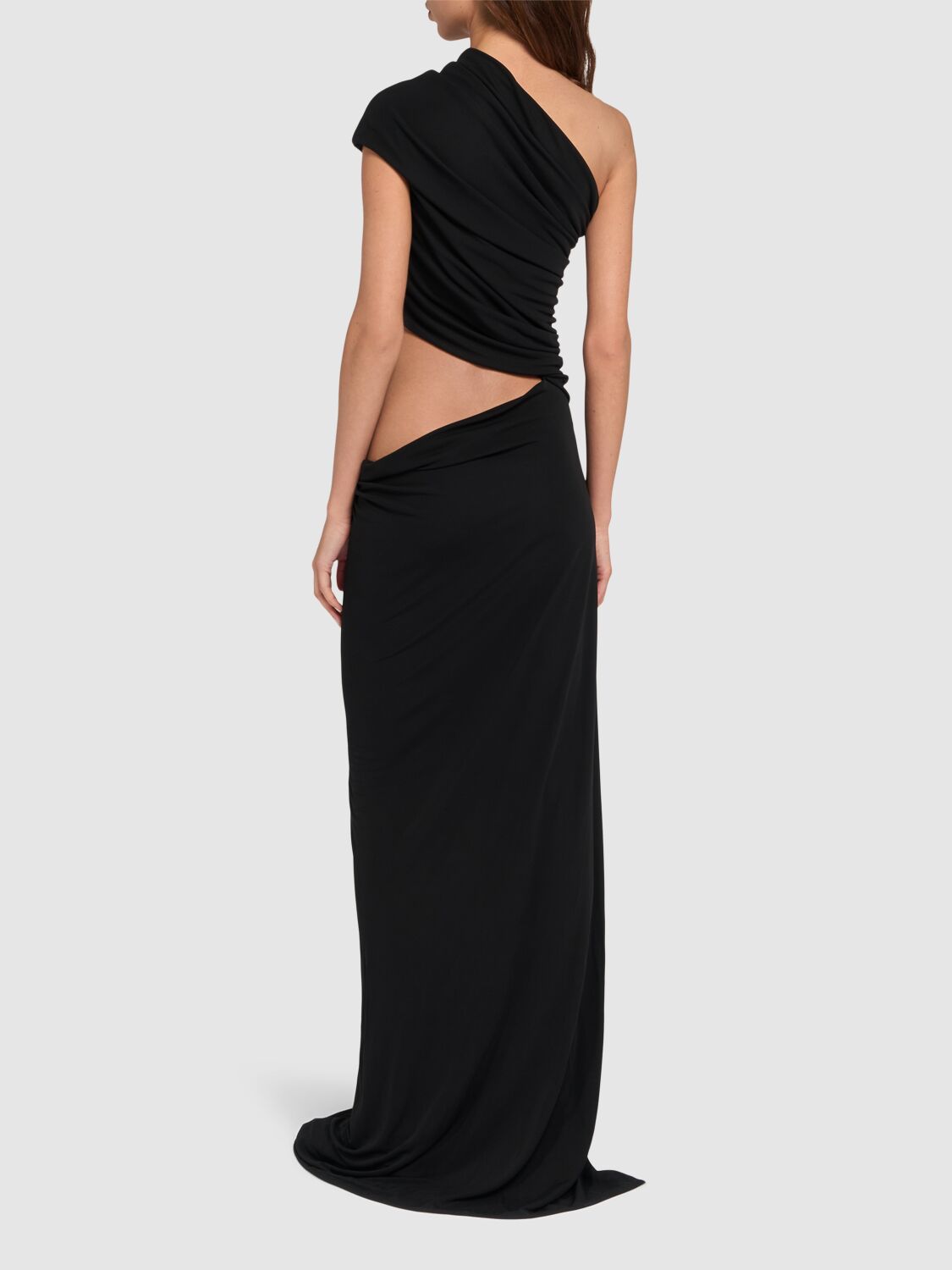 Shop Dsquared2 Viscose Jersey Crepe Long Dress In Black