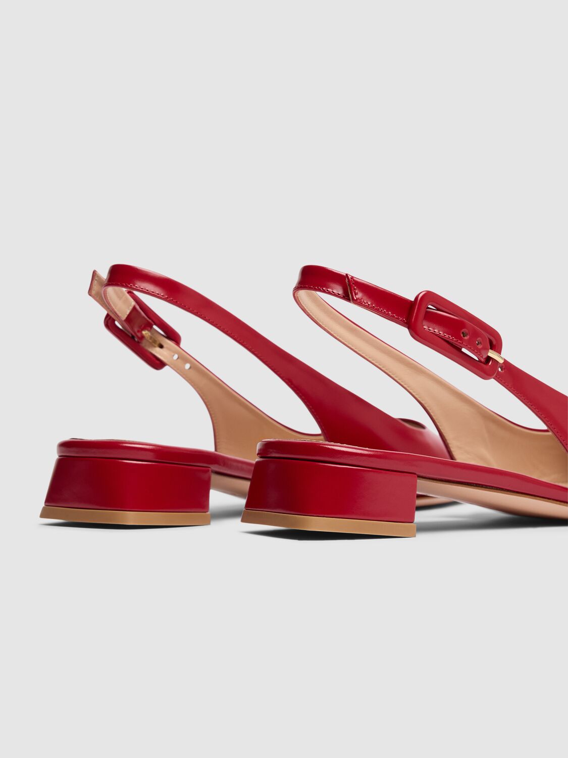 Shop Gianvito Rossi 20mm Tokio Leather Slingback Flats In Red