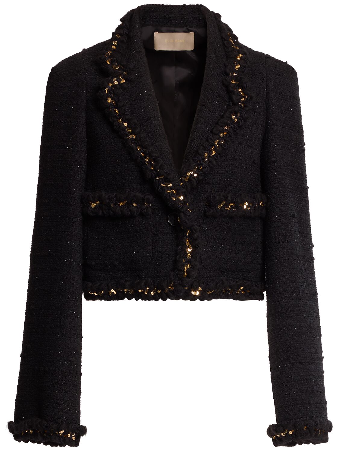 Elie Saab Embroidered Tweed Cropped Jacket In Multi