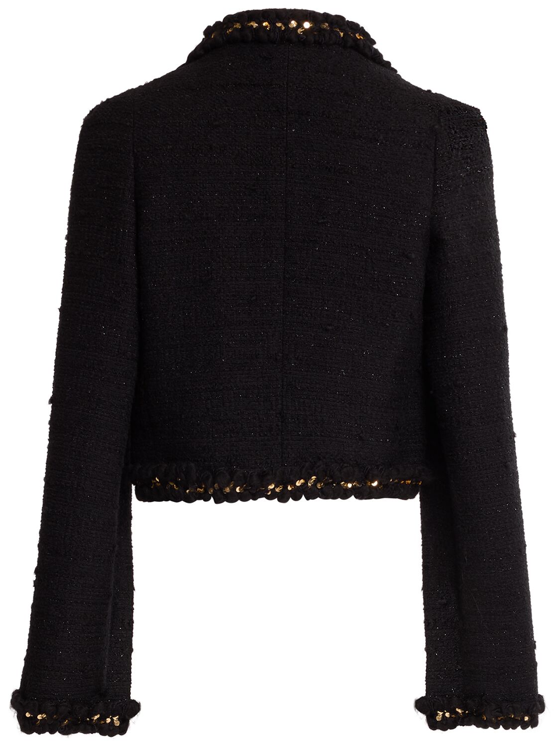 Shop Elie Saab Embroidered Tweed Cropped Jacket In Black