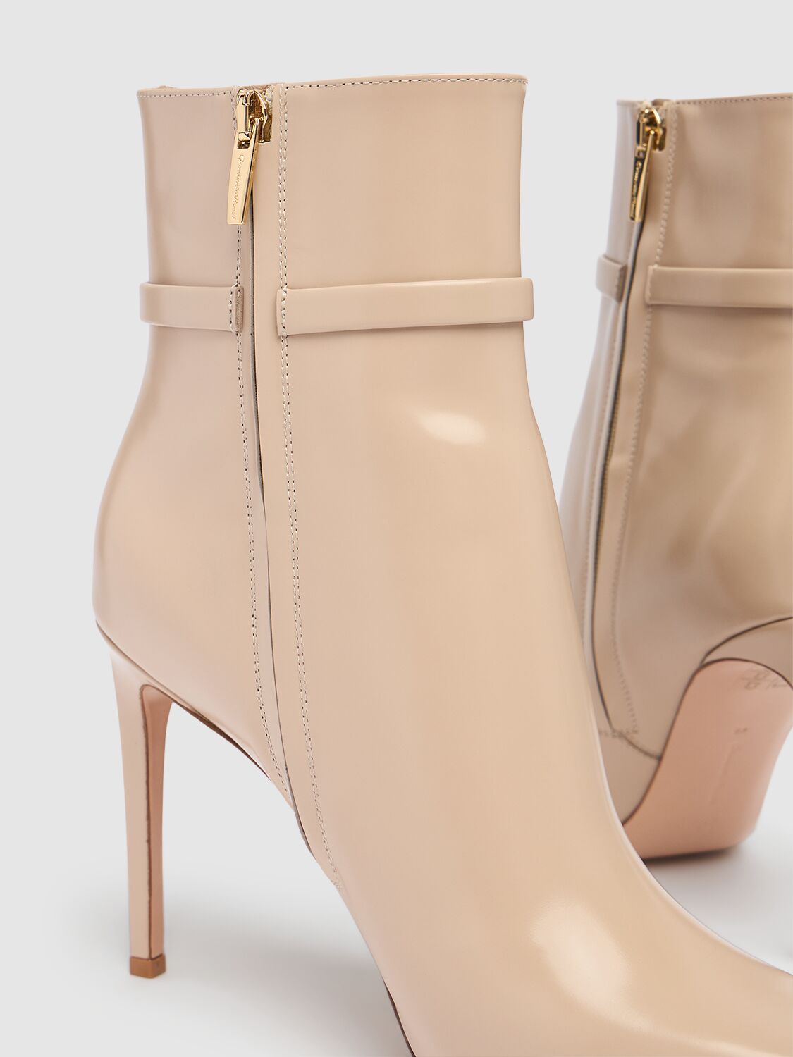 Shop Gianvito Rossi 95mm Tokio Brushed Leather Boots In Beige