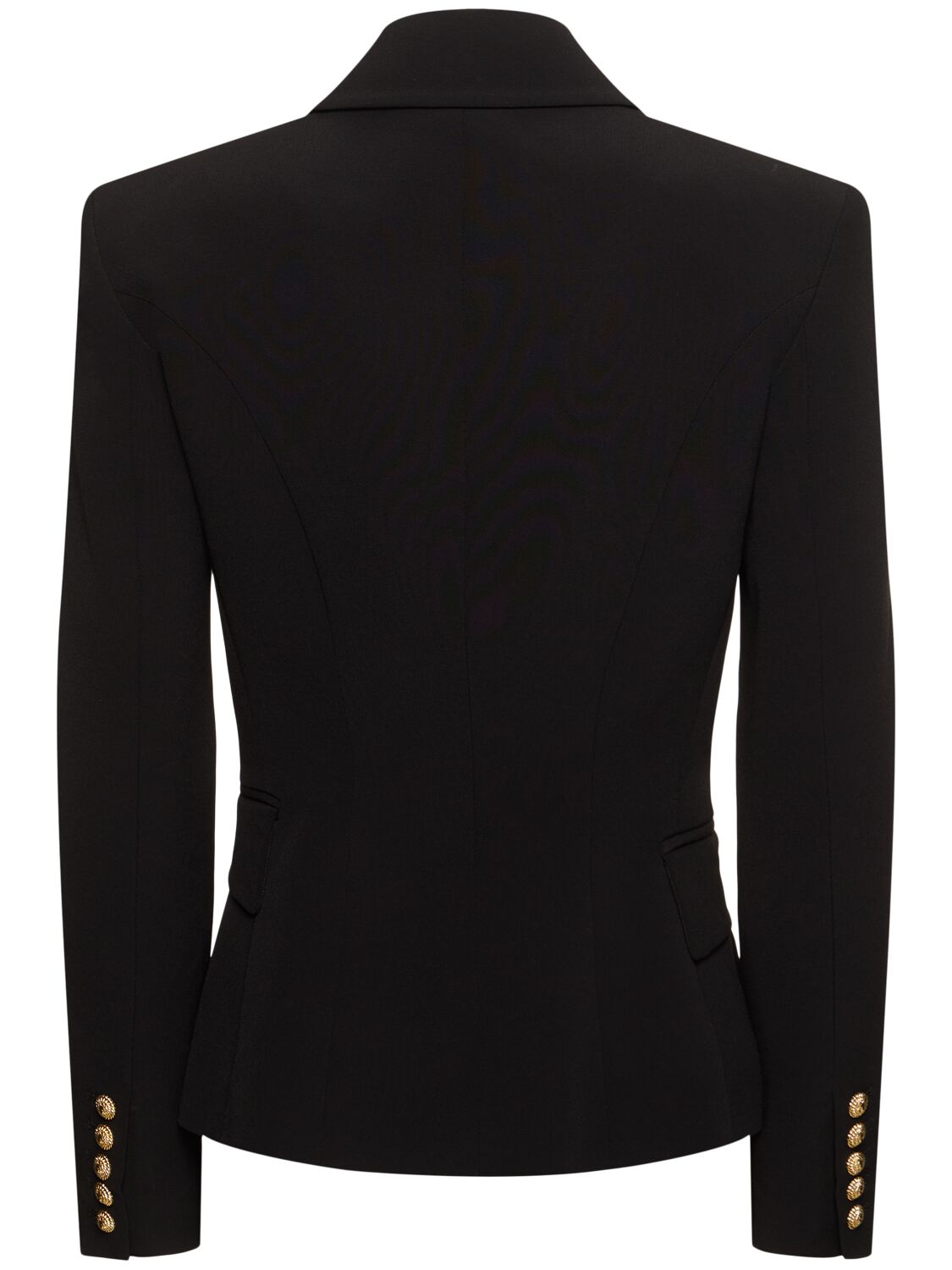 Shop Balmain Wide Lapel Viscose Crepe Jacket In Black