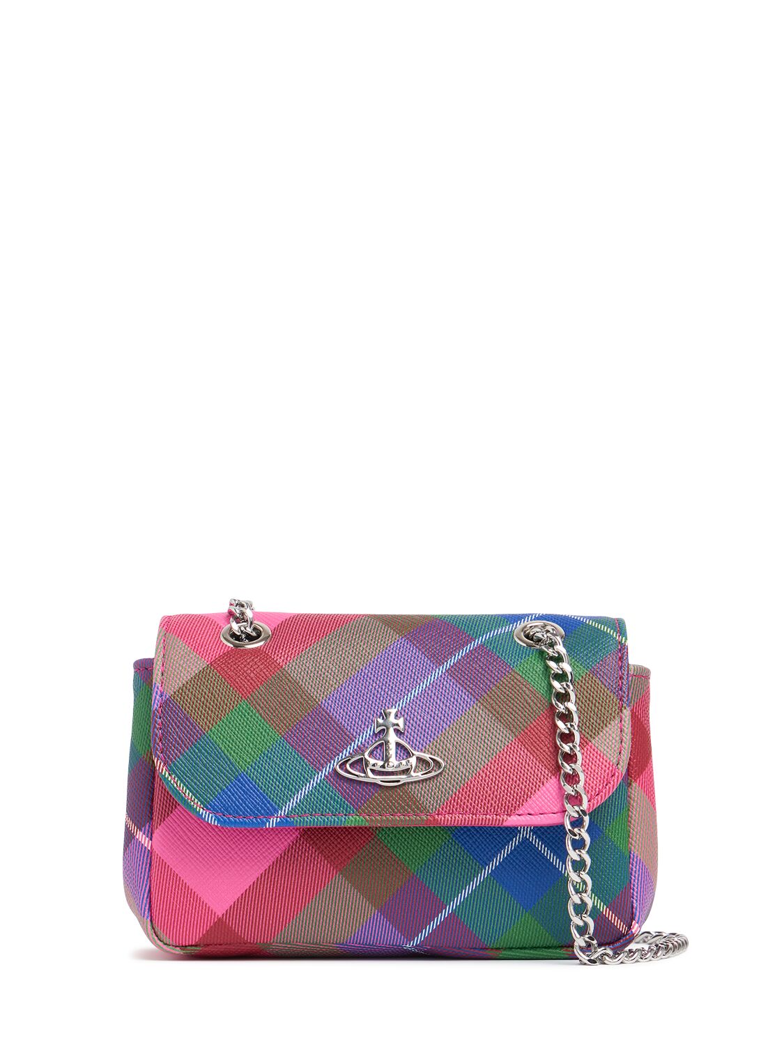 Vivienne Westwood Small Faux Leather Bag W/chain Strap In Candy Tartan