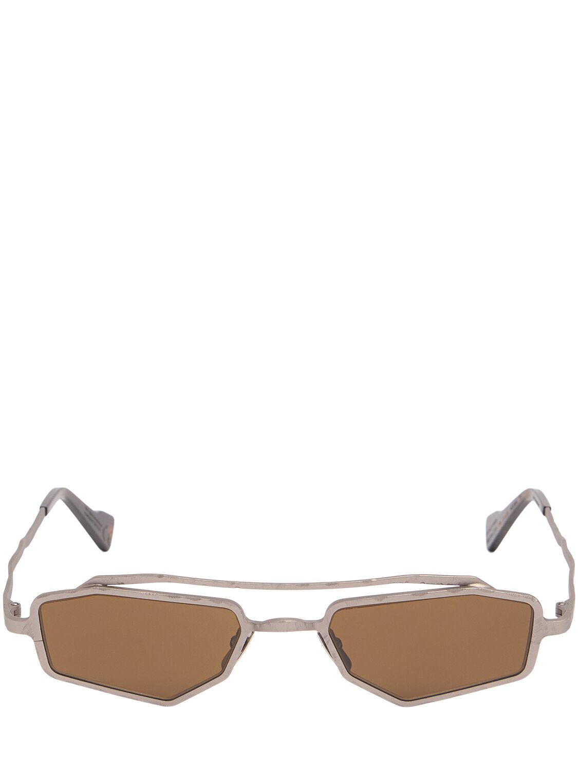 Kuboraum Berlin Z23 Squared Metal Sunglasses In Silver,brown