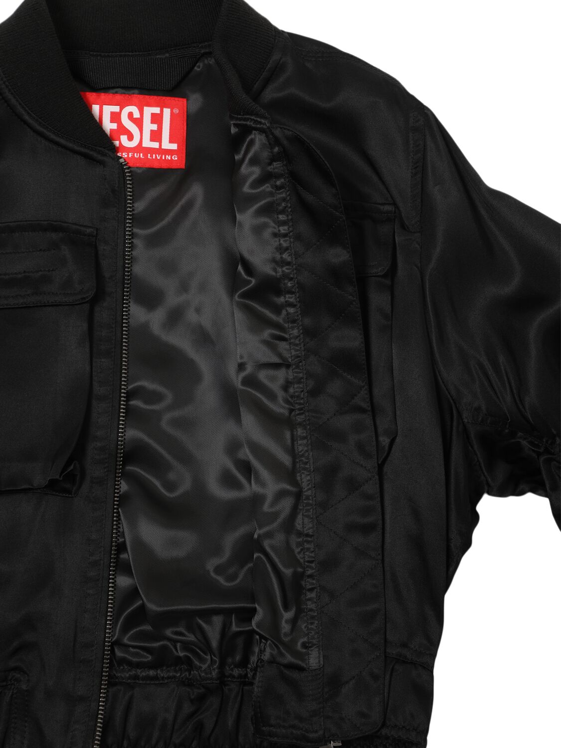 Diesel Cropped Bomber Jacket In Black