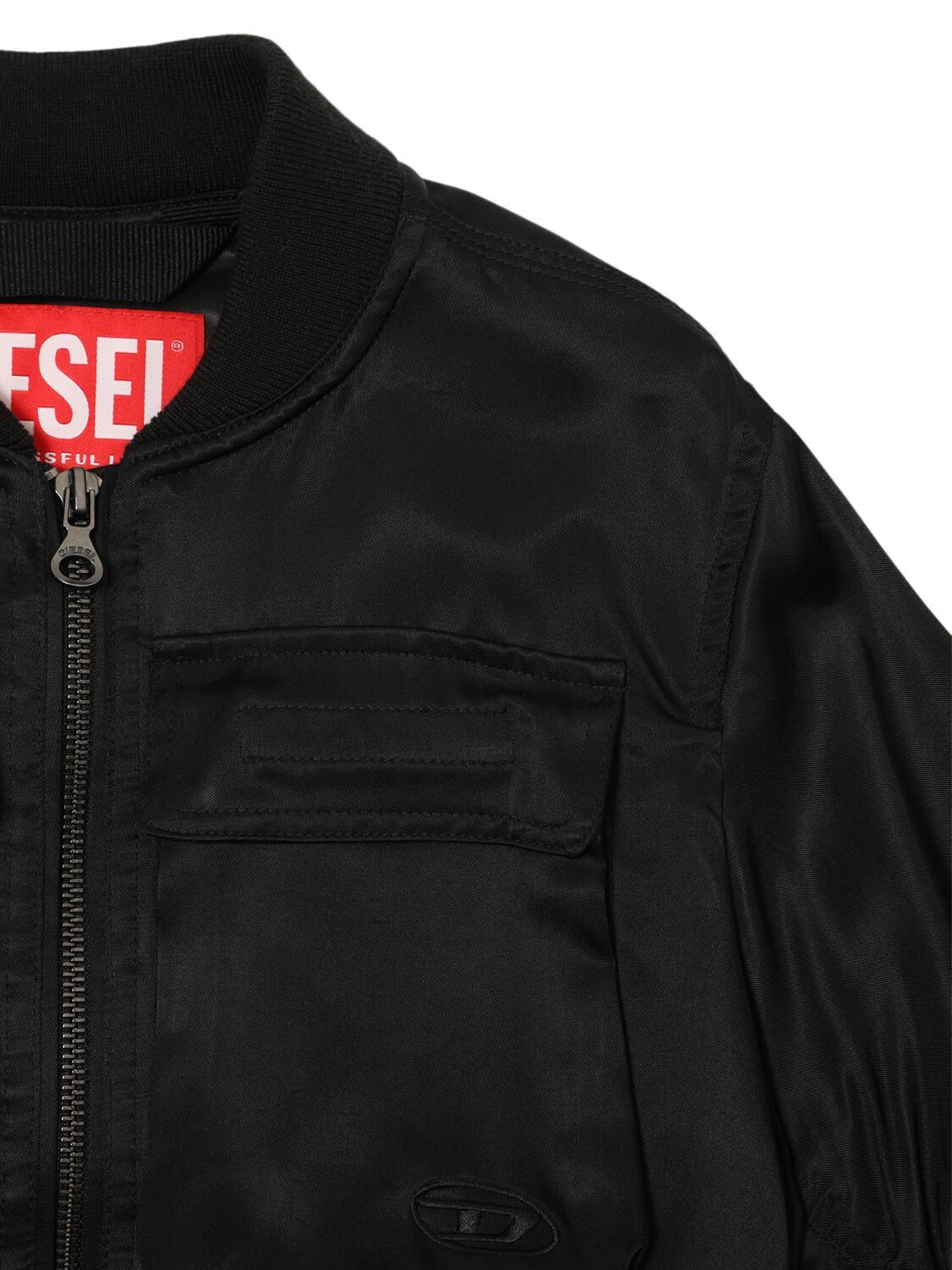 Diesel Cropped Bomber Jacket In Black