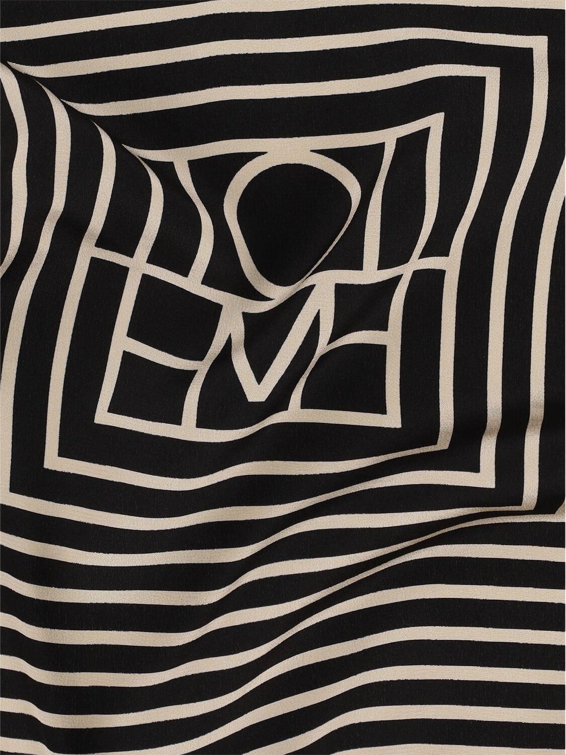 Shop Totême Centered Monogram Silk Scarf In Black Monogram