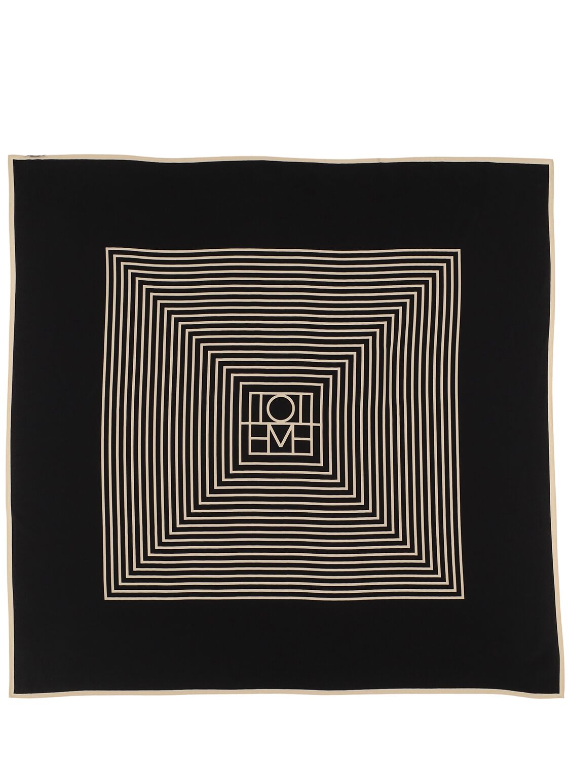 Shop Totême Centered Monogram Silk Scarf In Black Monogram