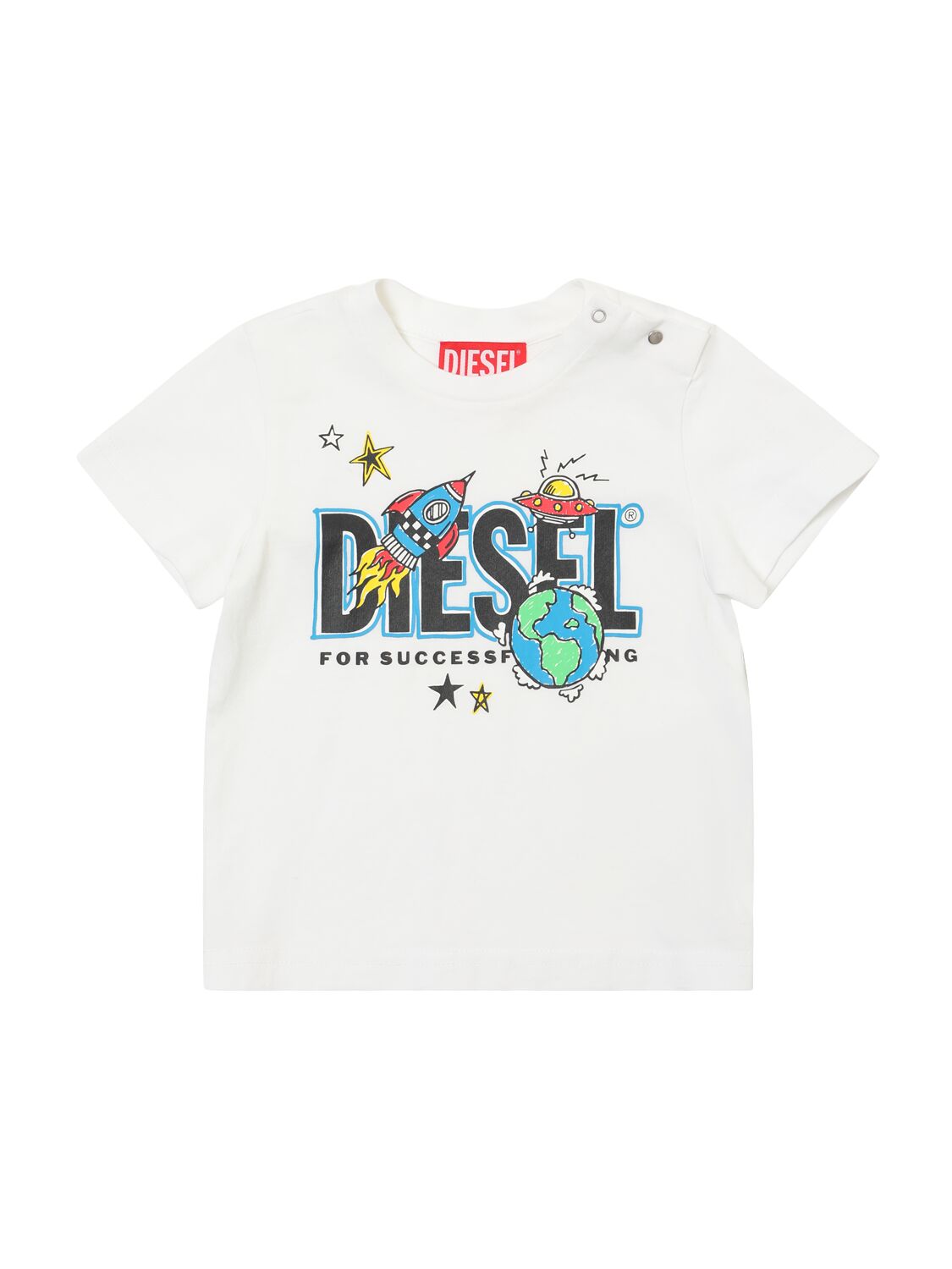 Diesel Printed Cotton Jersey T-shirt In White