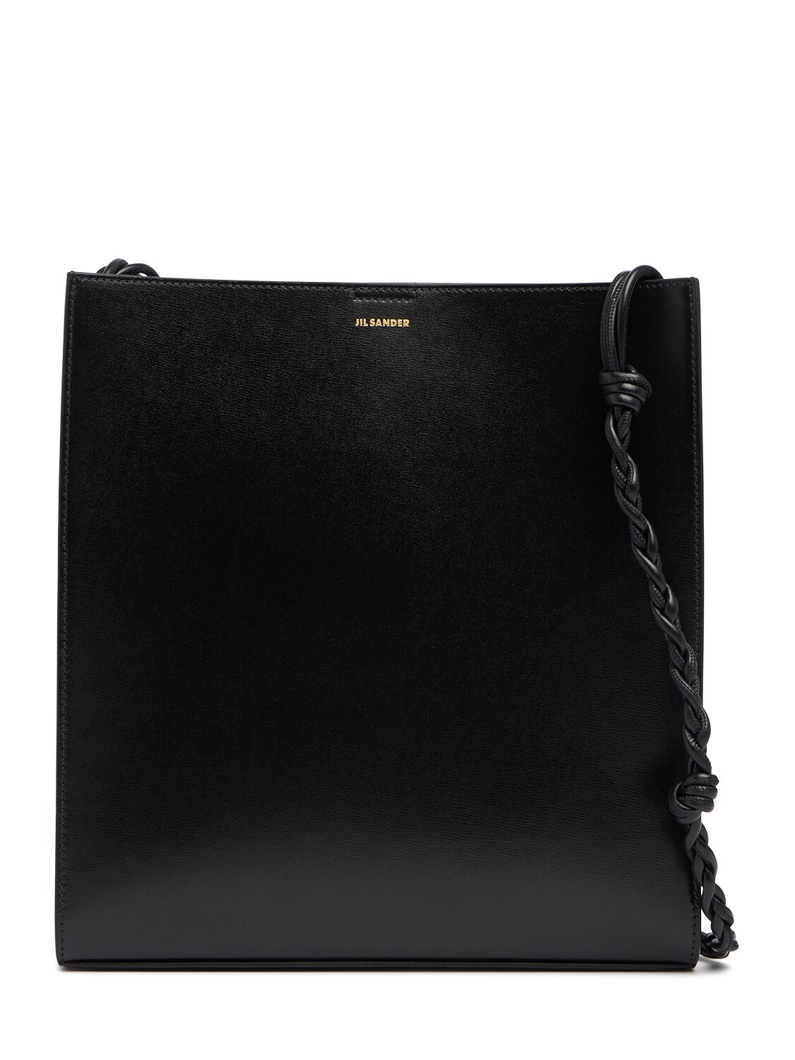 Jil Sander Medium Tangle Leather Shoulder Bag In Black
