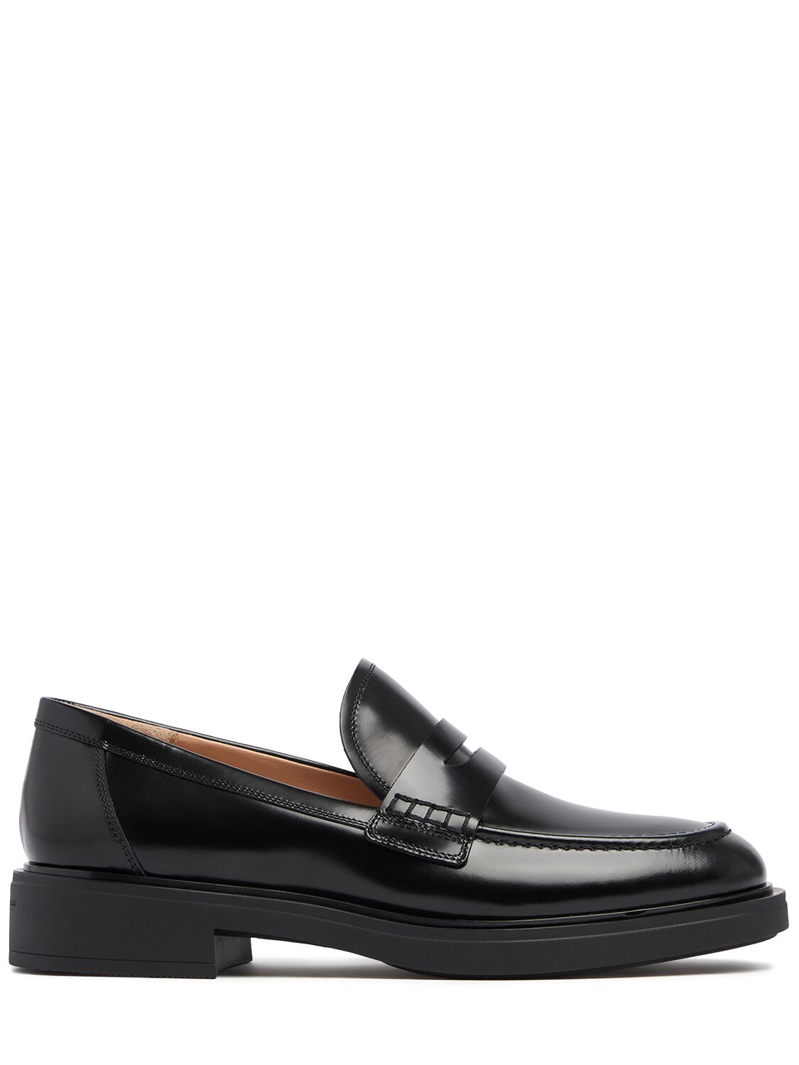 Gianvito Rossi 20mm Harris Leather Penny Loafers In Black