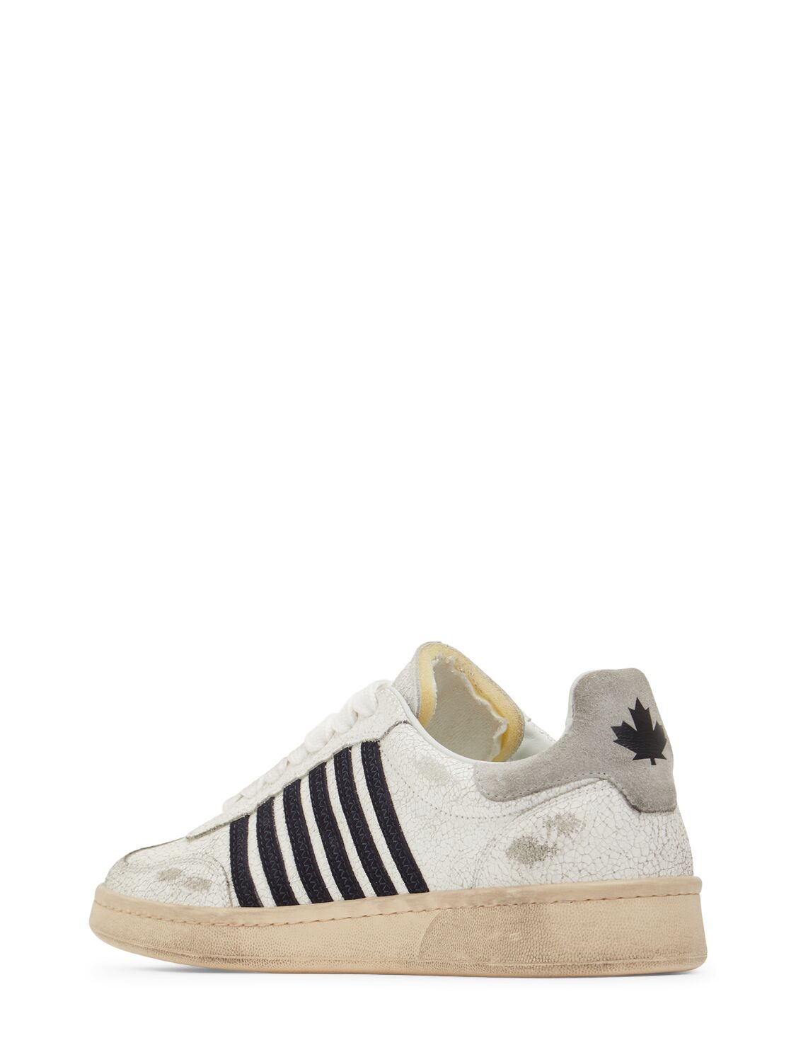 Shop Dsquared2 Boxer Leather Sneakers In White/blue/grey