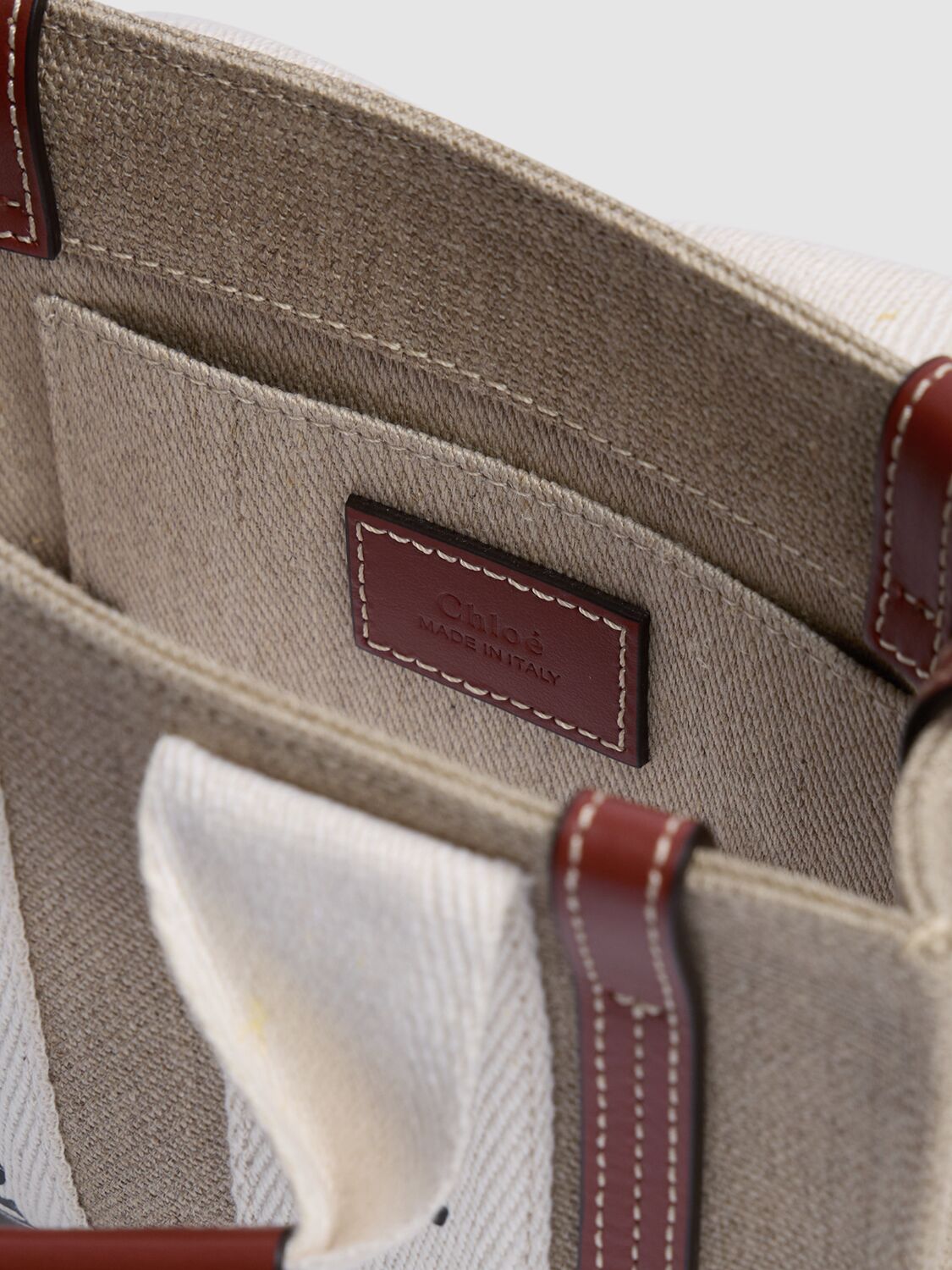 CHLOÉ MINI WOODY CANVAS TOP HANDLE BAG 