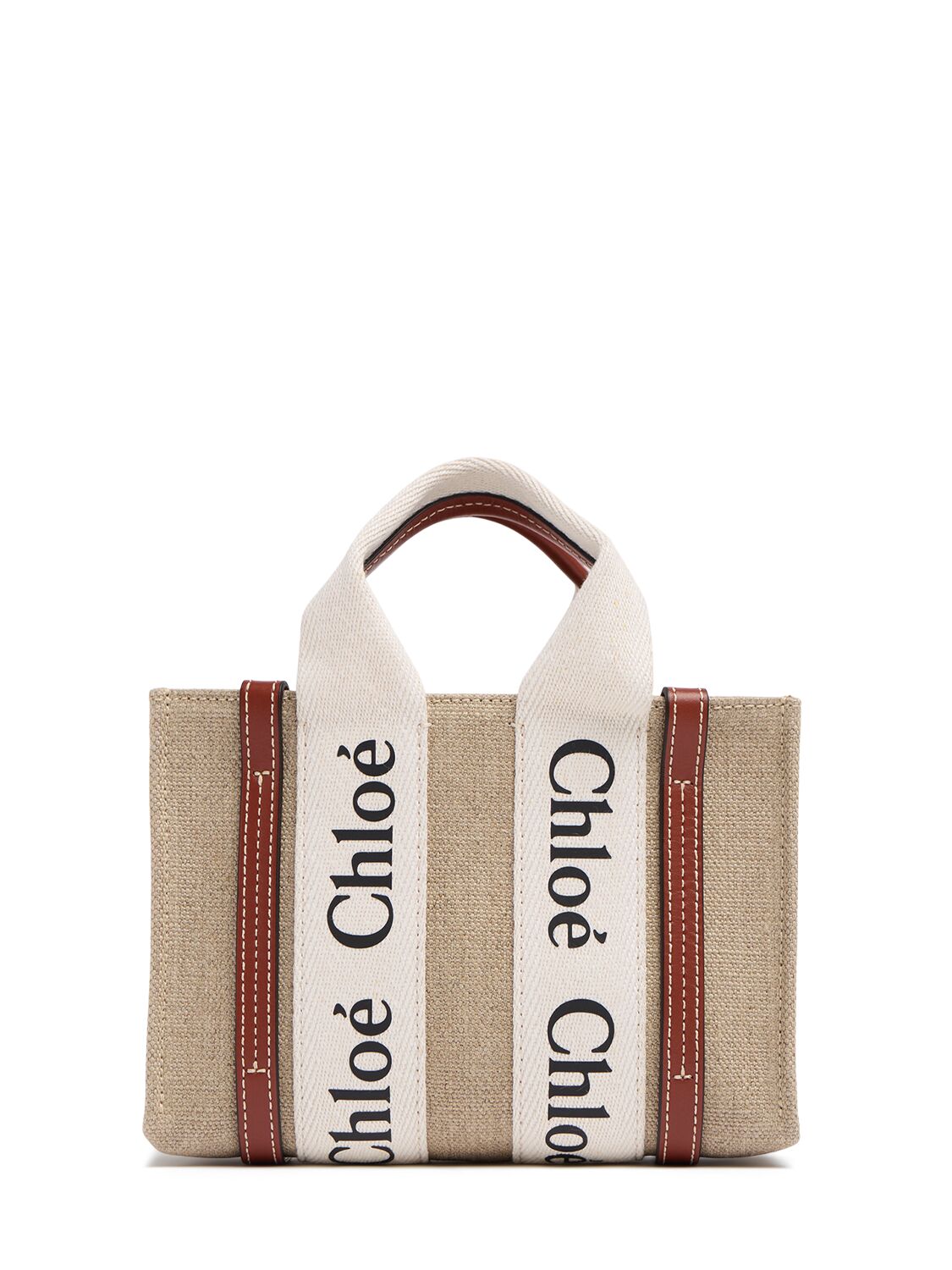 CHLOÉ MINI WOODY CANVAS TOP HANDLE BAG