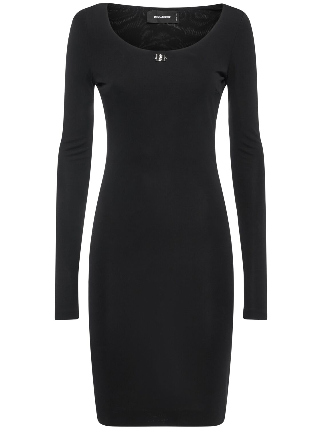 Dsquared2 Viscose Jersey Crepe Short Dress In Black