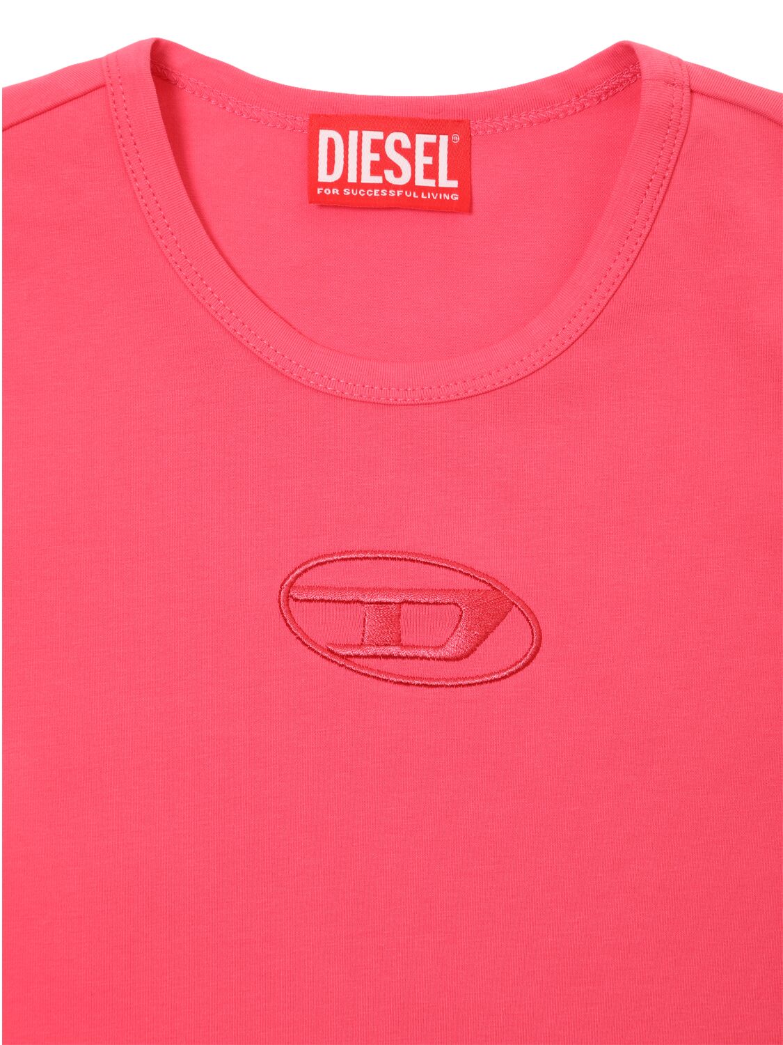 Shop Diesel Cotton Jersey T-shirt W/logo Embroidery In Fuchsia