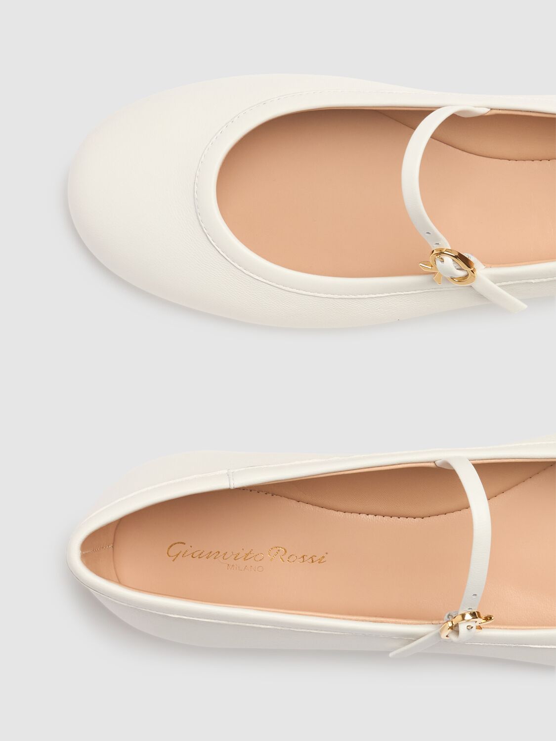 Shop Gianvito Rossi 10mm Carla Soft Leather Ballerina Flats In White