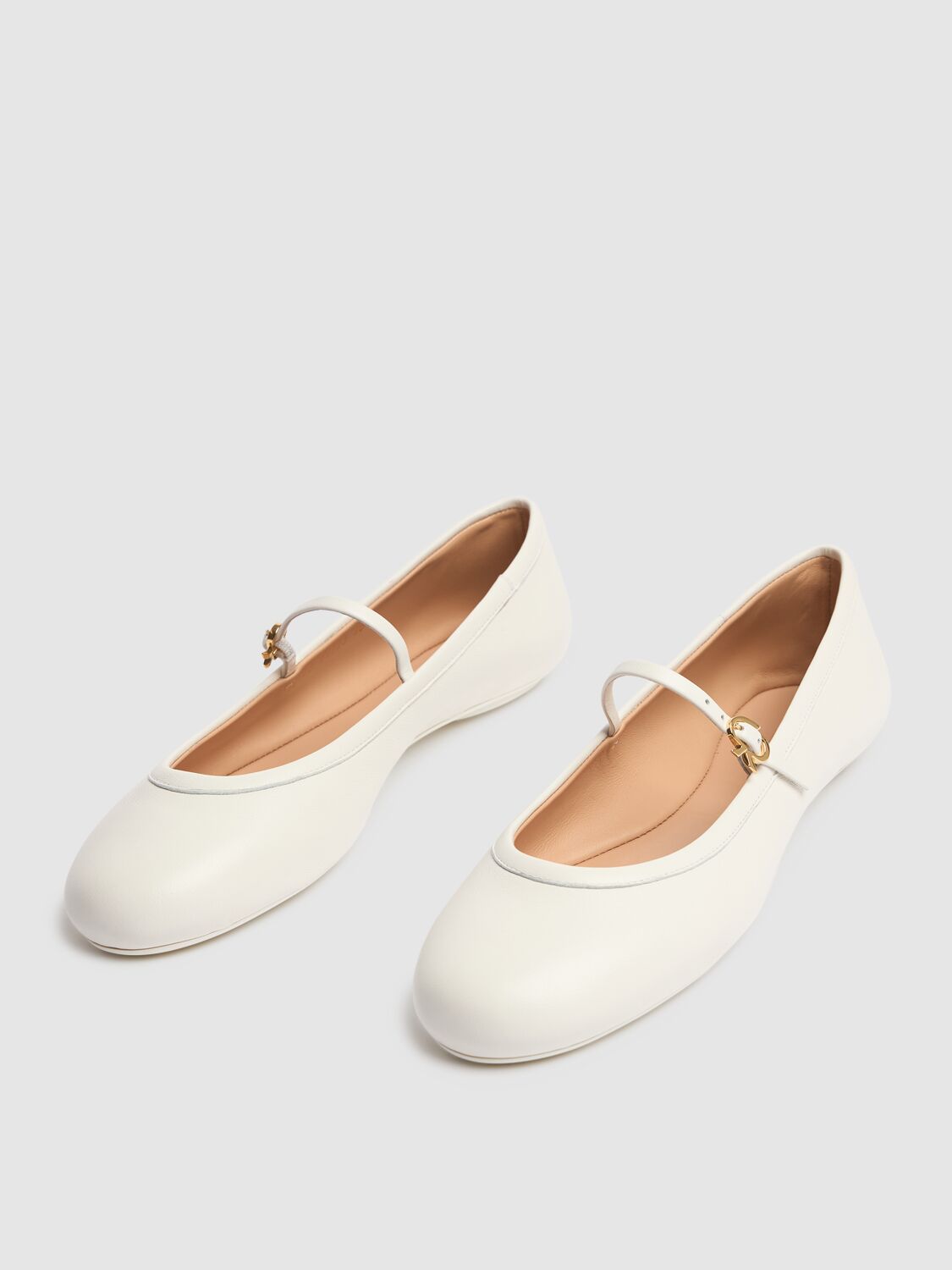 Shop Gianvito Rossi 10mm Carla Soft Leather Ballerina Flats In White