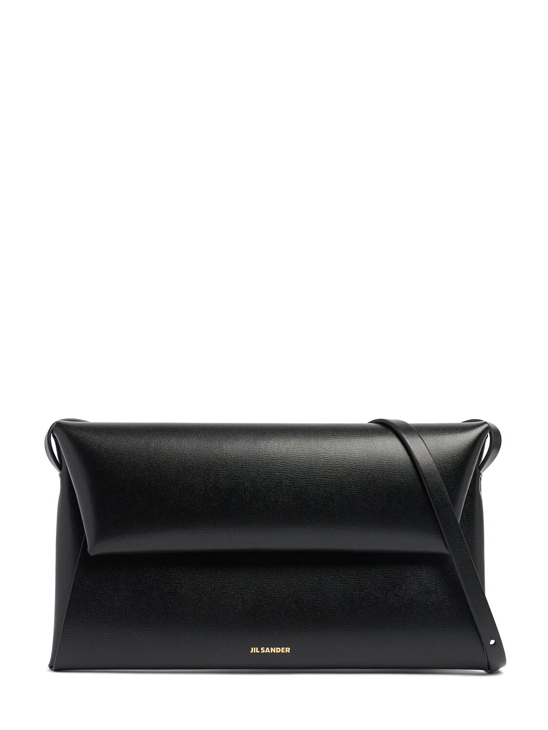 Jil Sander Small Folded Palmellato Leather Bag In Black