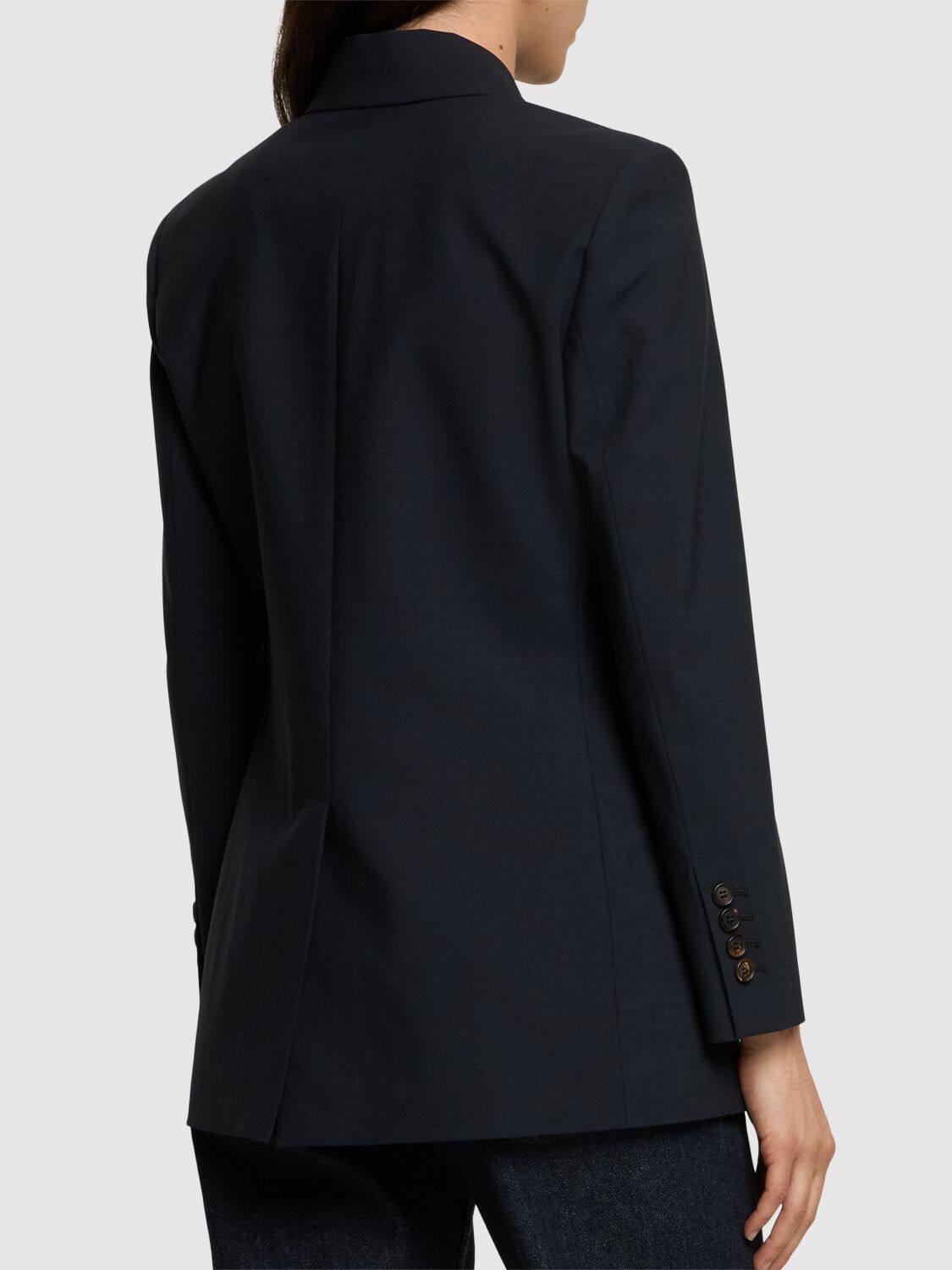 Shop Brunello Cucinelli Wool Blend Double Breast Jacket In Black