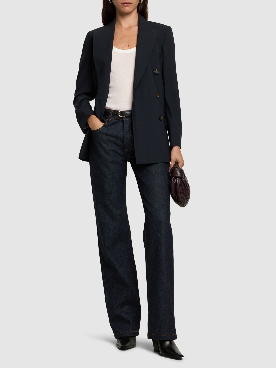 Shop Brunello Cucinelli Wool Blend Double Breast Jacket In Black