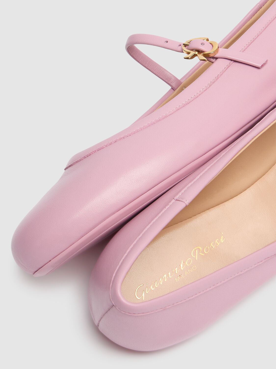 Shop Gianvito Rossi 10mm Carla Soft Leather Ballerina Flats In Pink