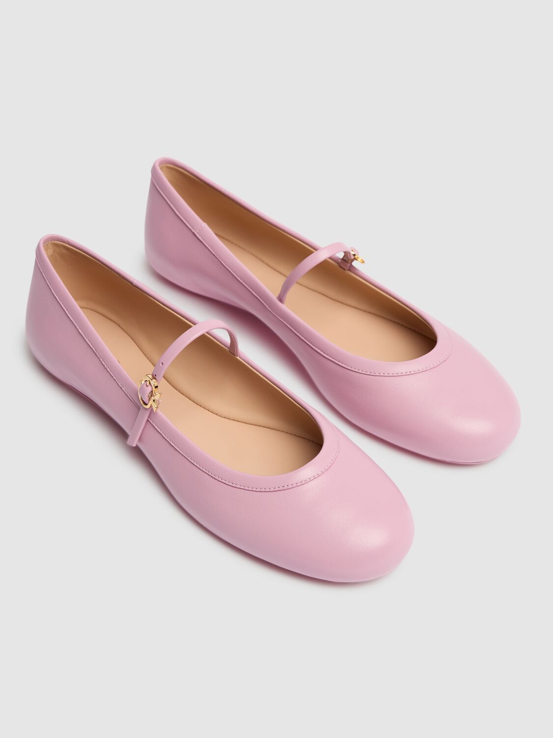 Shop Gianvito Rossi 10mm Carla Soft Leather Ballerina Flats In Pink