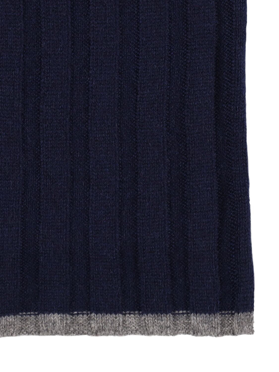 Shop Brunello Cucinelli Fine Cashmere Rib Knit Scarf In Dark Blue