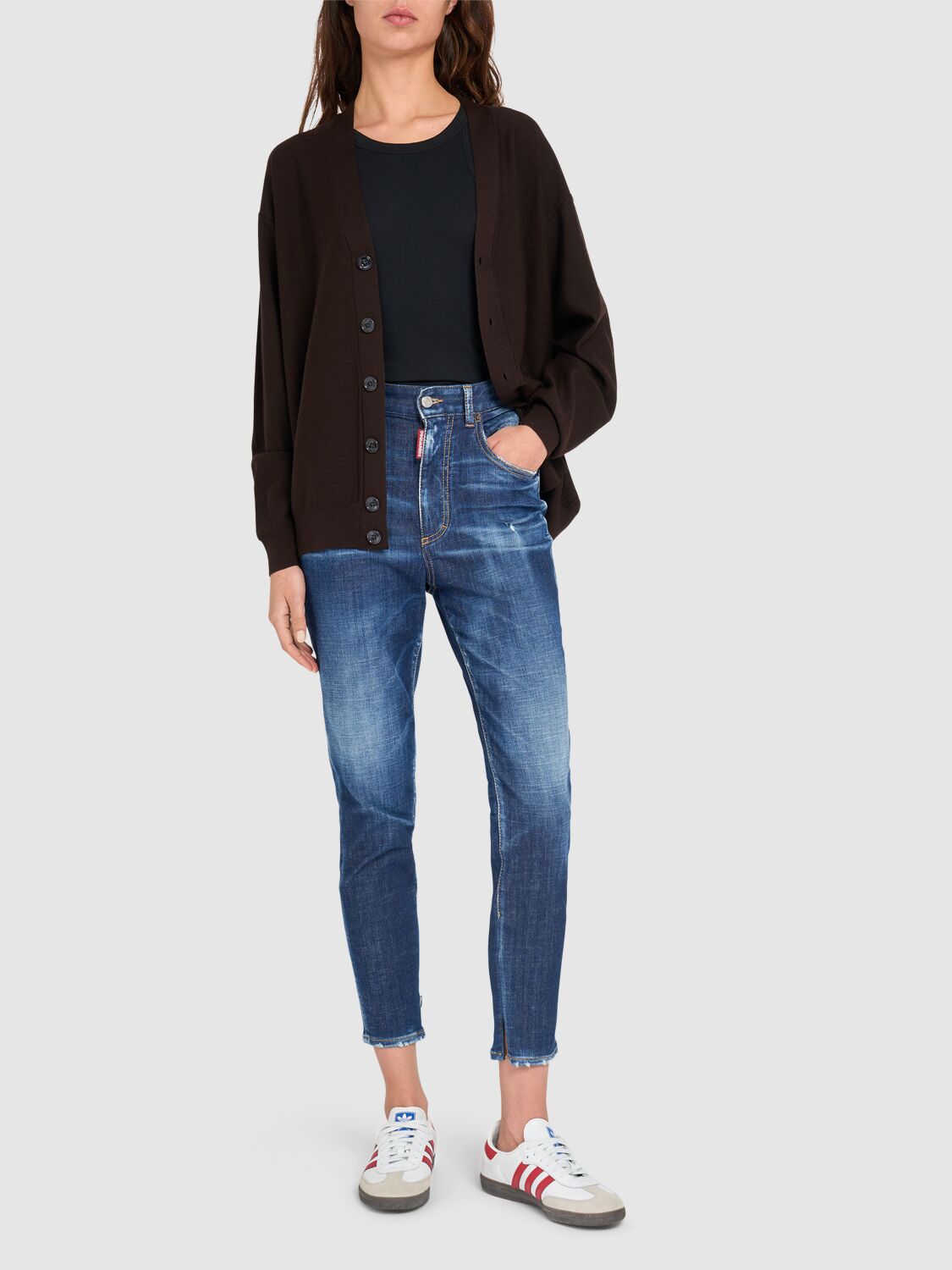 Shop Dsquared2 Twiggy High Waist Skinny Jeans In Blue