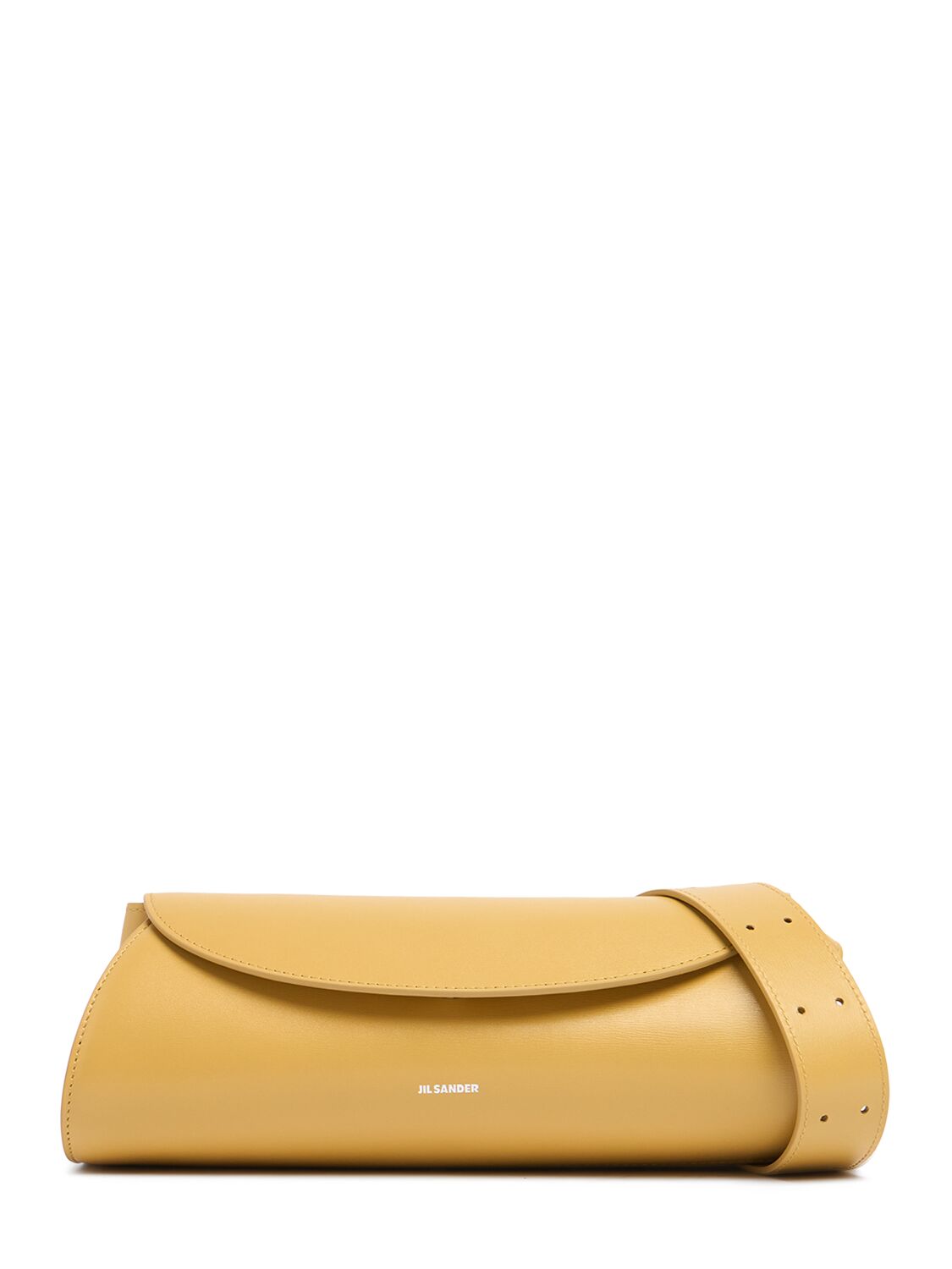 Shop Jil Sander Small Cannolo Leather Shoulder Bag In Light Yellow