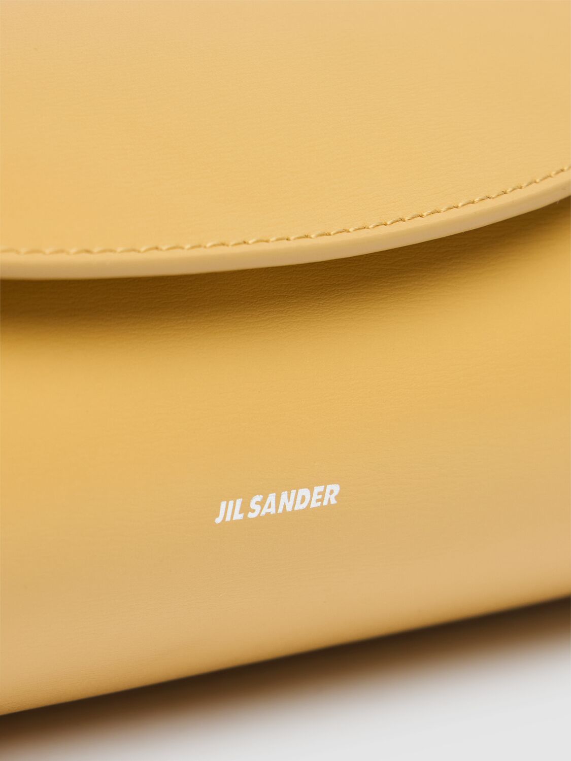 Shop Jil Sander Small Cannolo Leather Shoulder Bag In Light Yellow