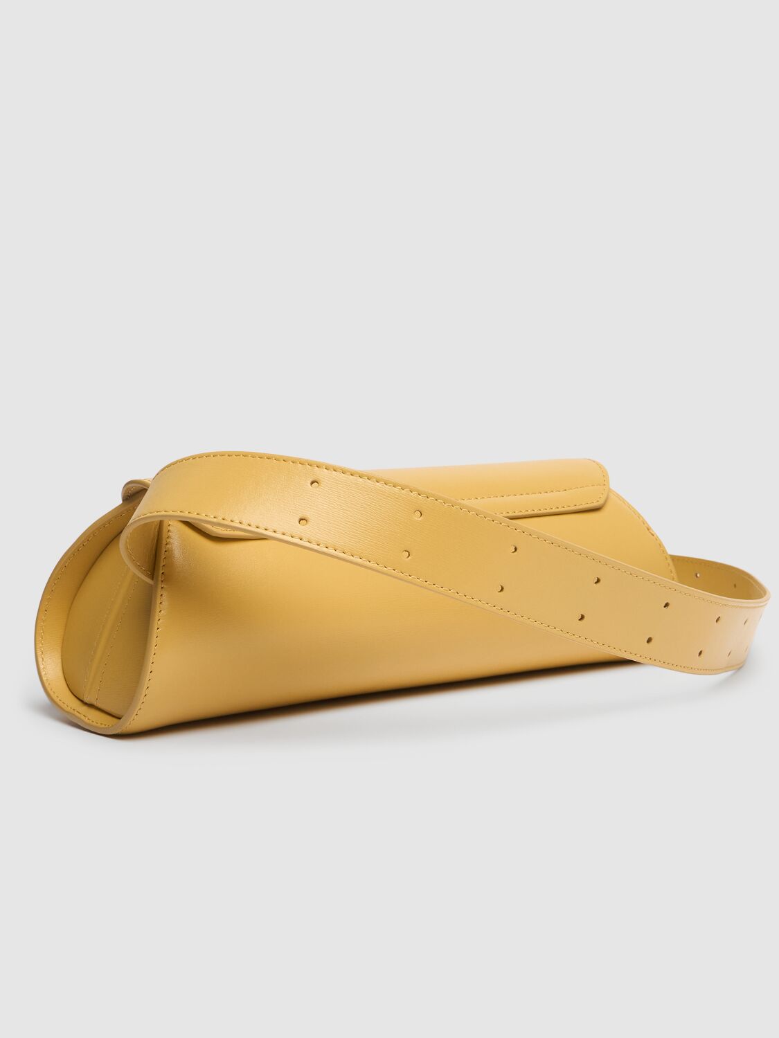 Shop Jil Sander Small Cannolo Leather Shoulder Bag In Light Yellow