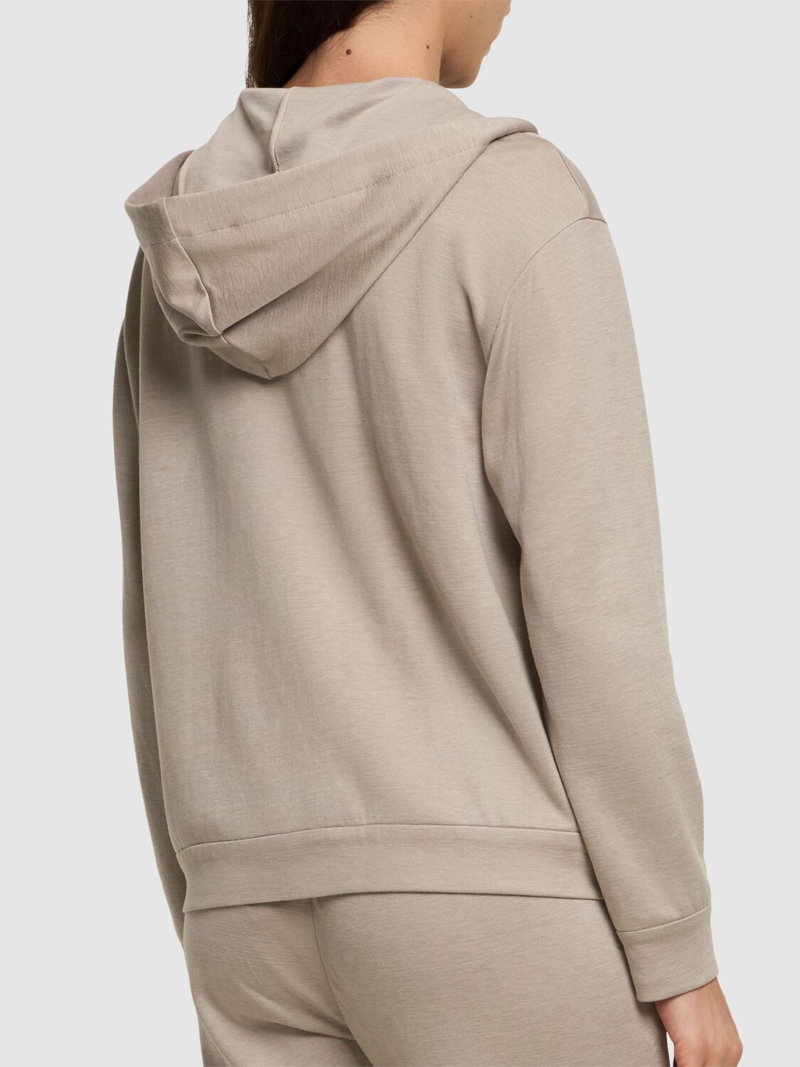 Shop Brunello Cucinelli Cotton Blend Jersey Sweatshirt Hoodie In Taupe