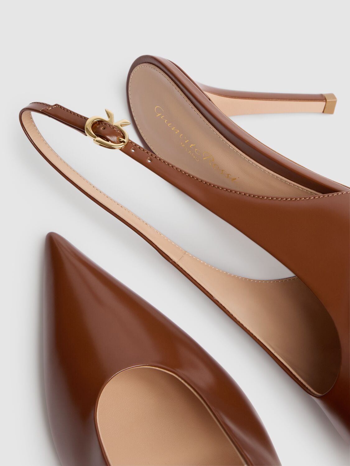 Shop Gianvito Rossi 85mm Tokio Leather Slingback Pumps In Brown