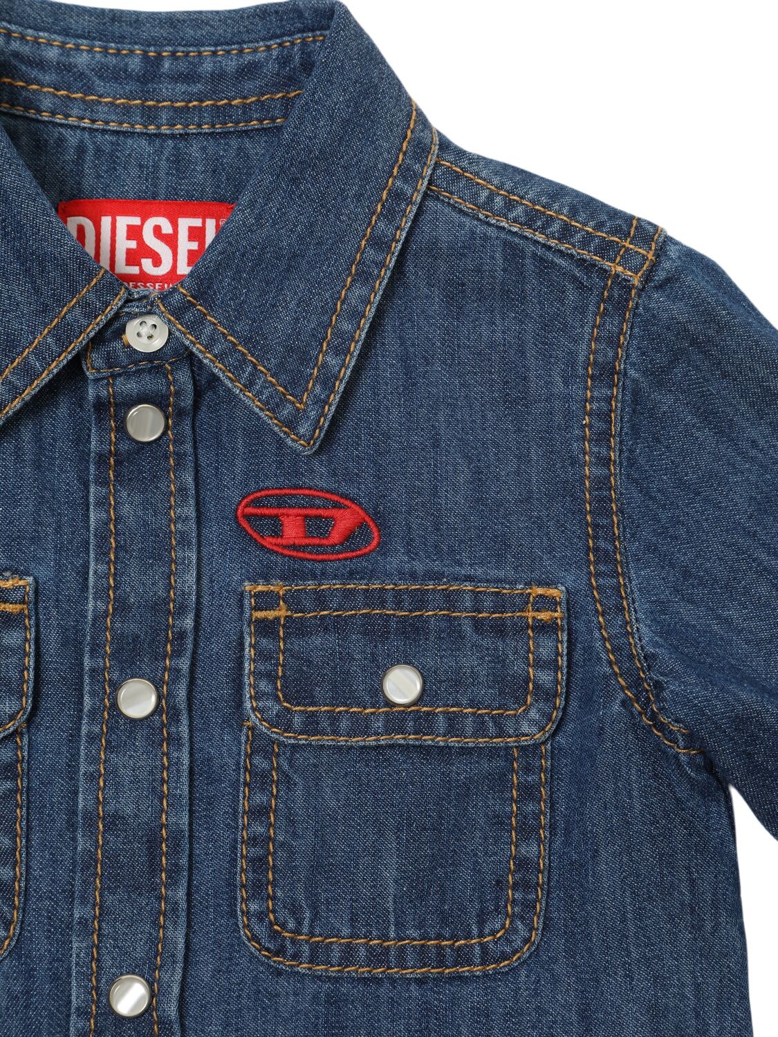 Shop Diesel Cotton Chambray Shirt In Dark Blue