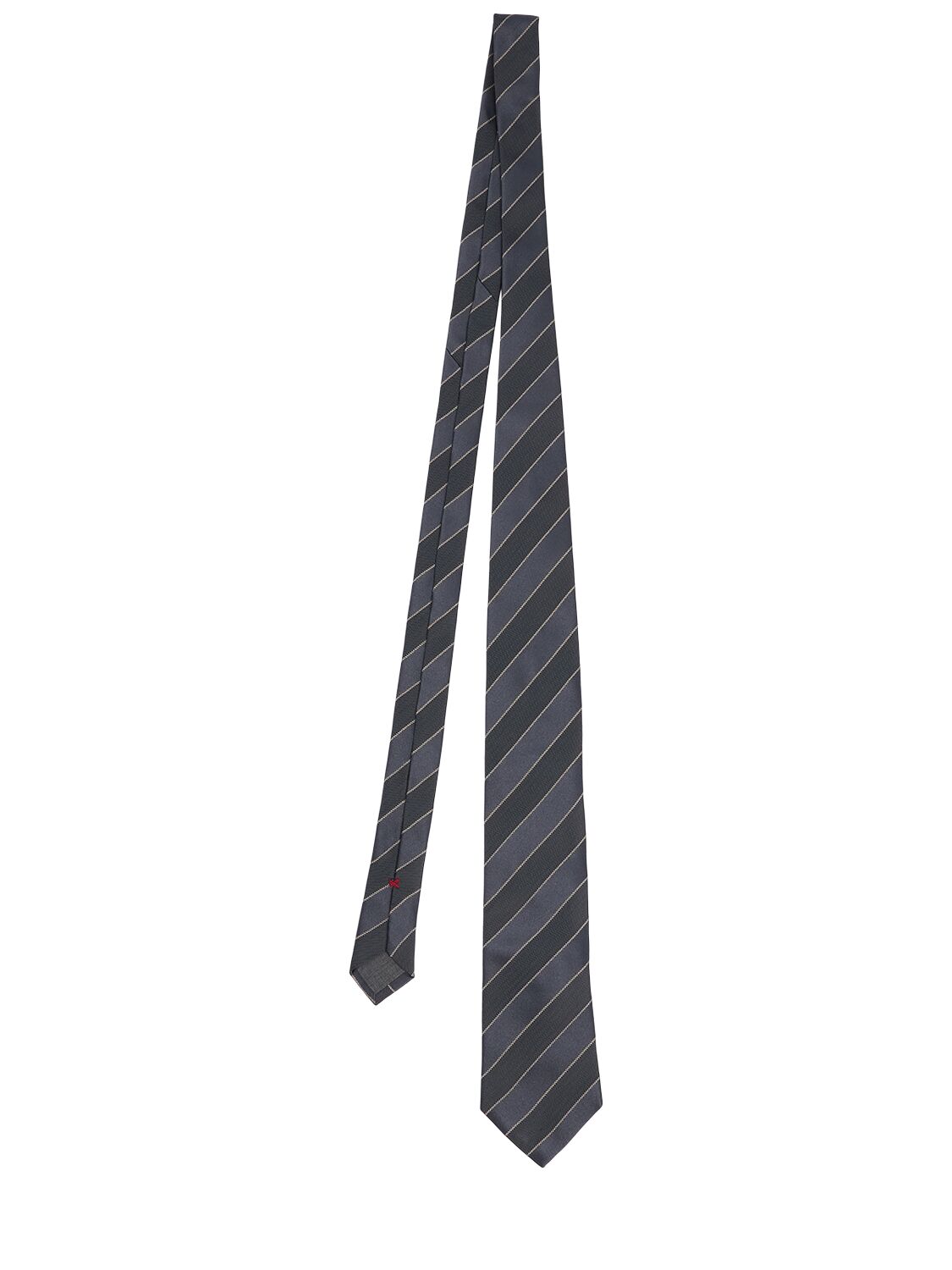 Brunello Cucinelli Chevron Silk Tie In Dark Grey