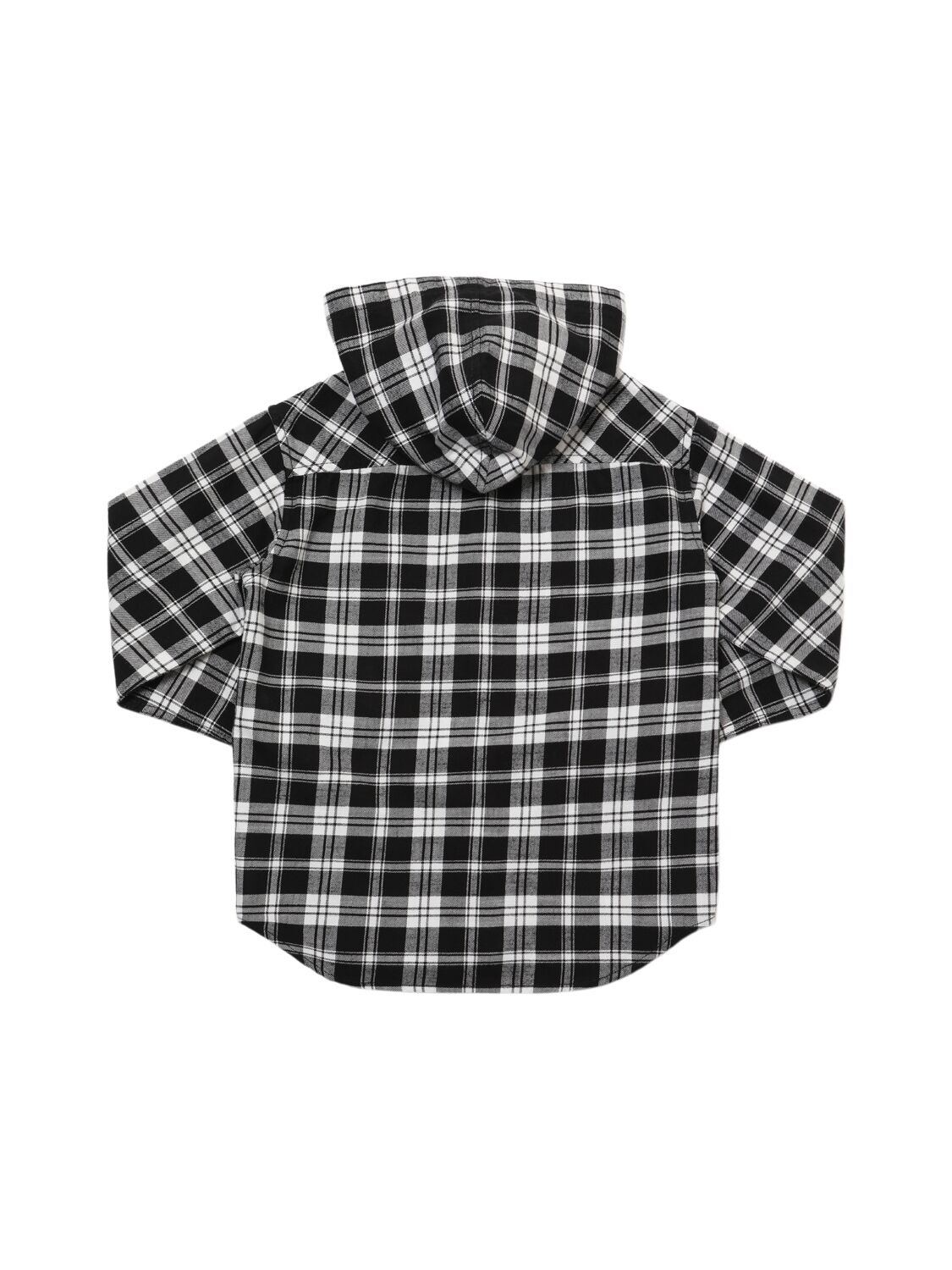 Shop Diesel Check Print Cotton Hooded Overshirt In Black/white