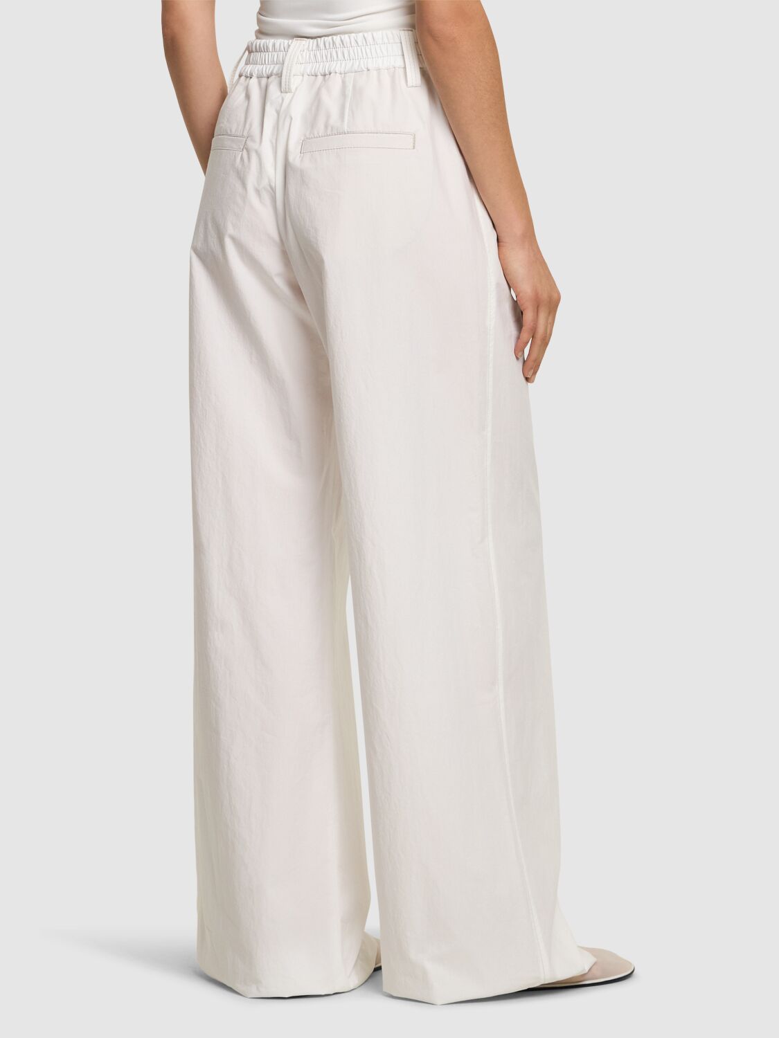 Brunello Cucinelli Hose Mit Weitem Bein Aus Baumwollpopeline In White