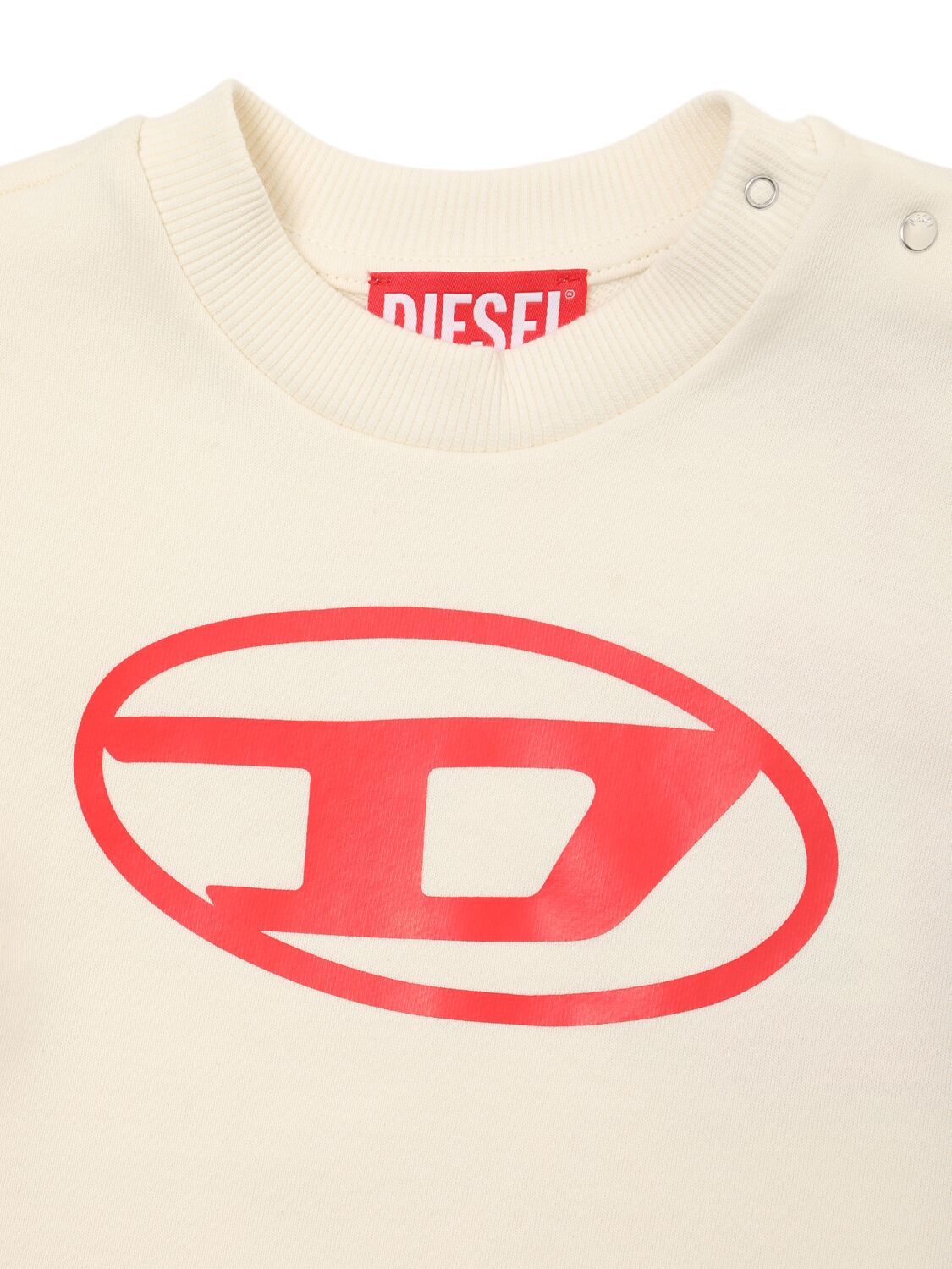 Shop Diesel Cotton Crewneck Sweatshirt W/logo In Off-white