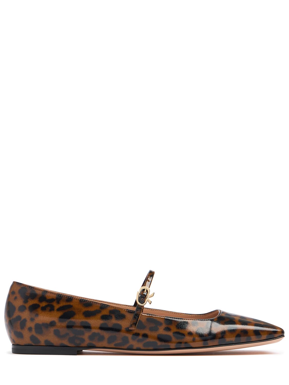 Shop Gianvito Rossi 5mm Christina Patent Leather Flats In Leopard