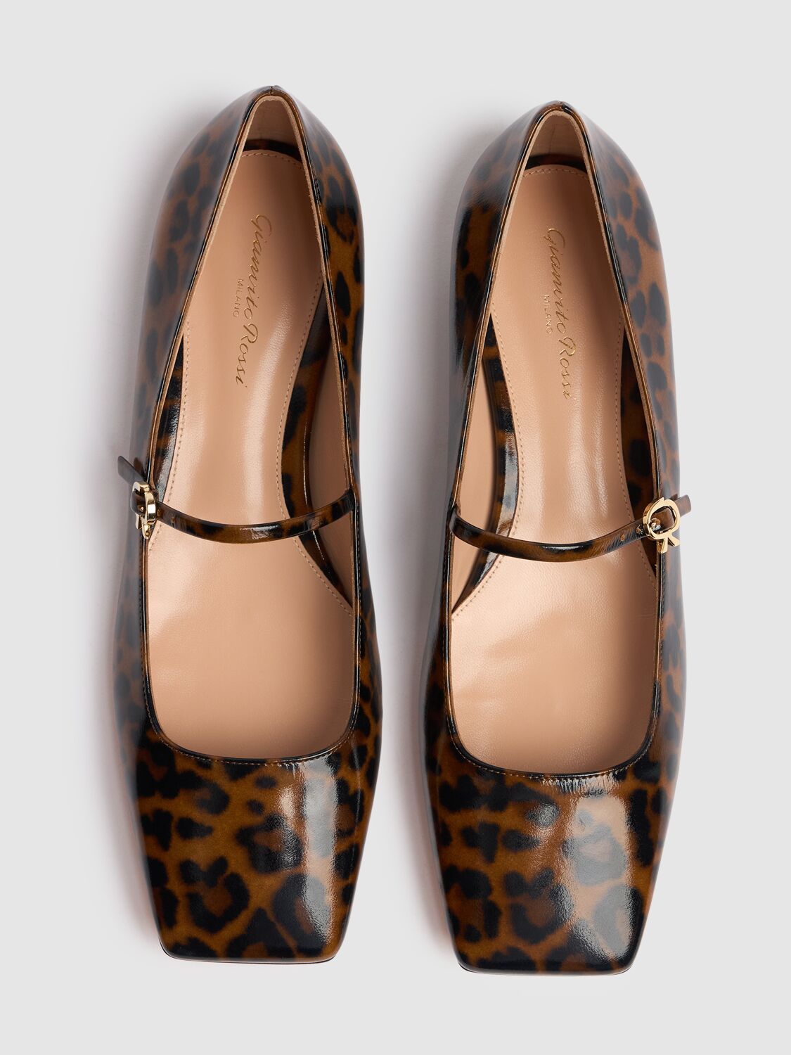 Shop Gianvito Rossi 5mm Christina Patent Leather Flats In Leopard