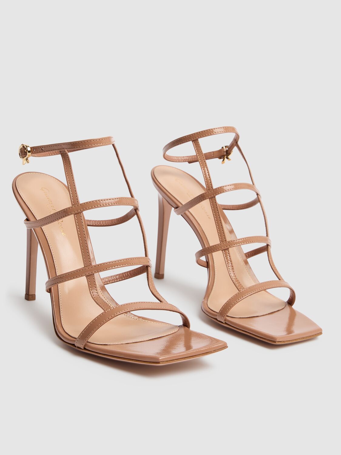 Shop Gianvito Rossi 95mm Leather Sandals In Praline