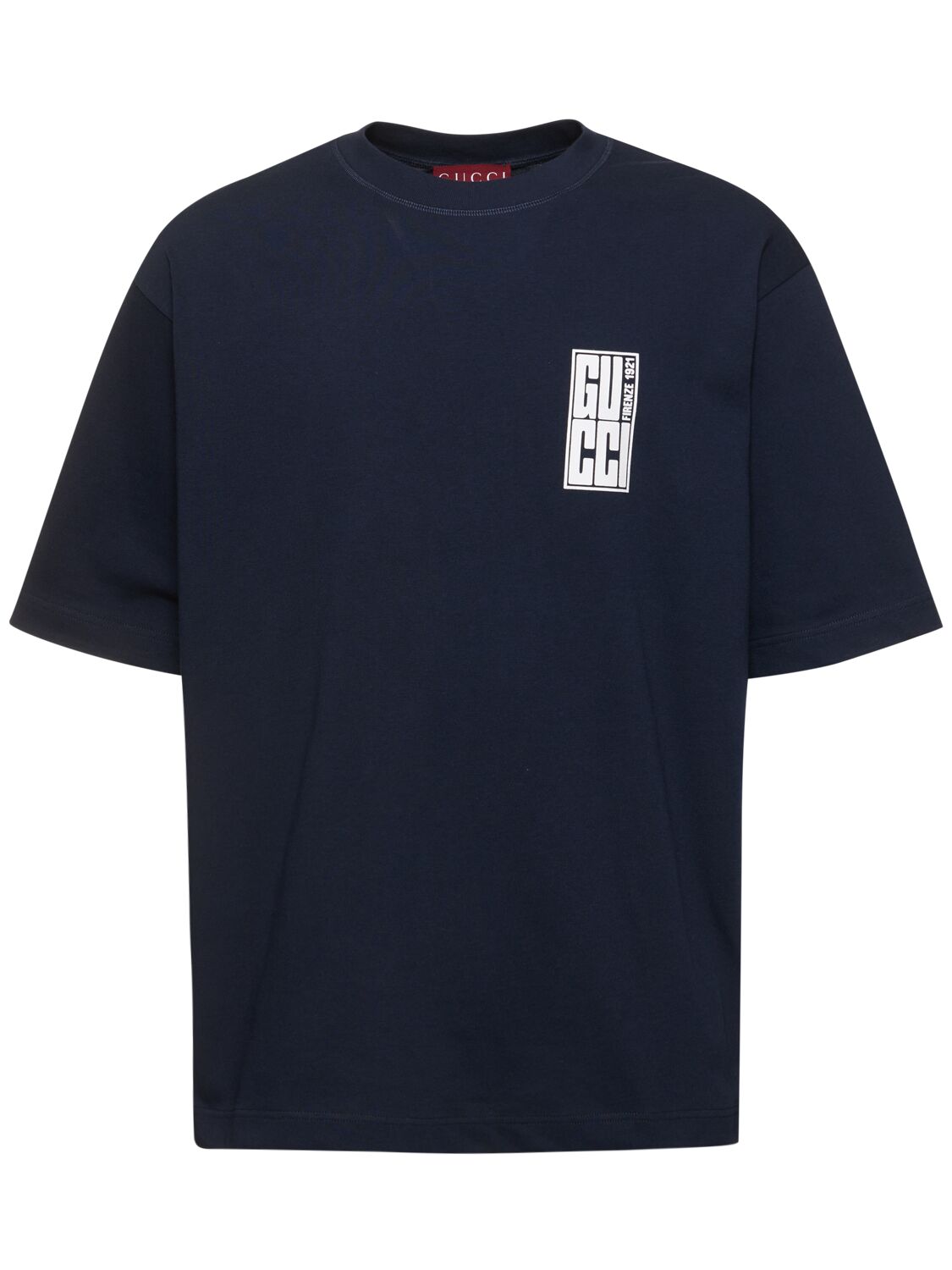 Gucci Logo Detail Heavy Cotton T-shirt In Navy