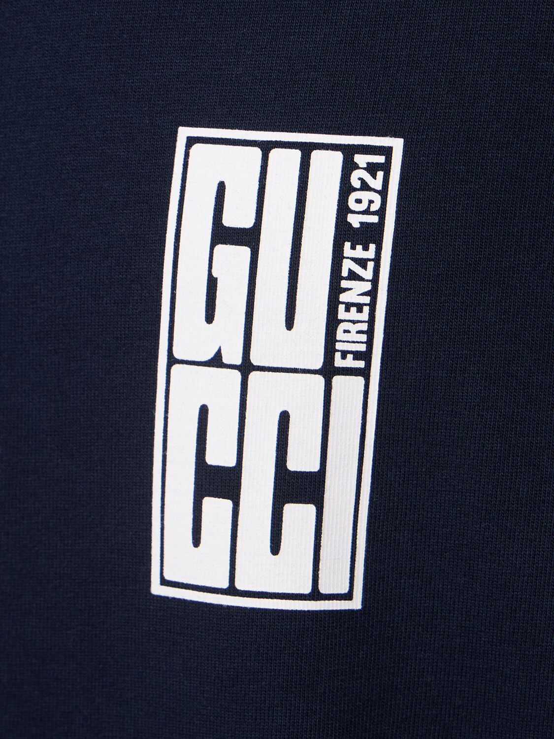 Shop Gucci Logo Detail Heavy Cotton T-shirt In Navy